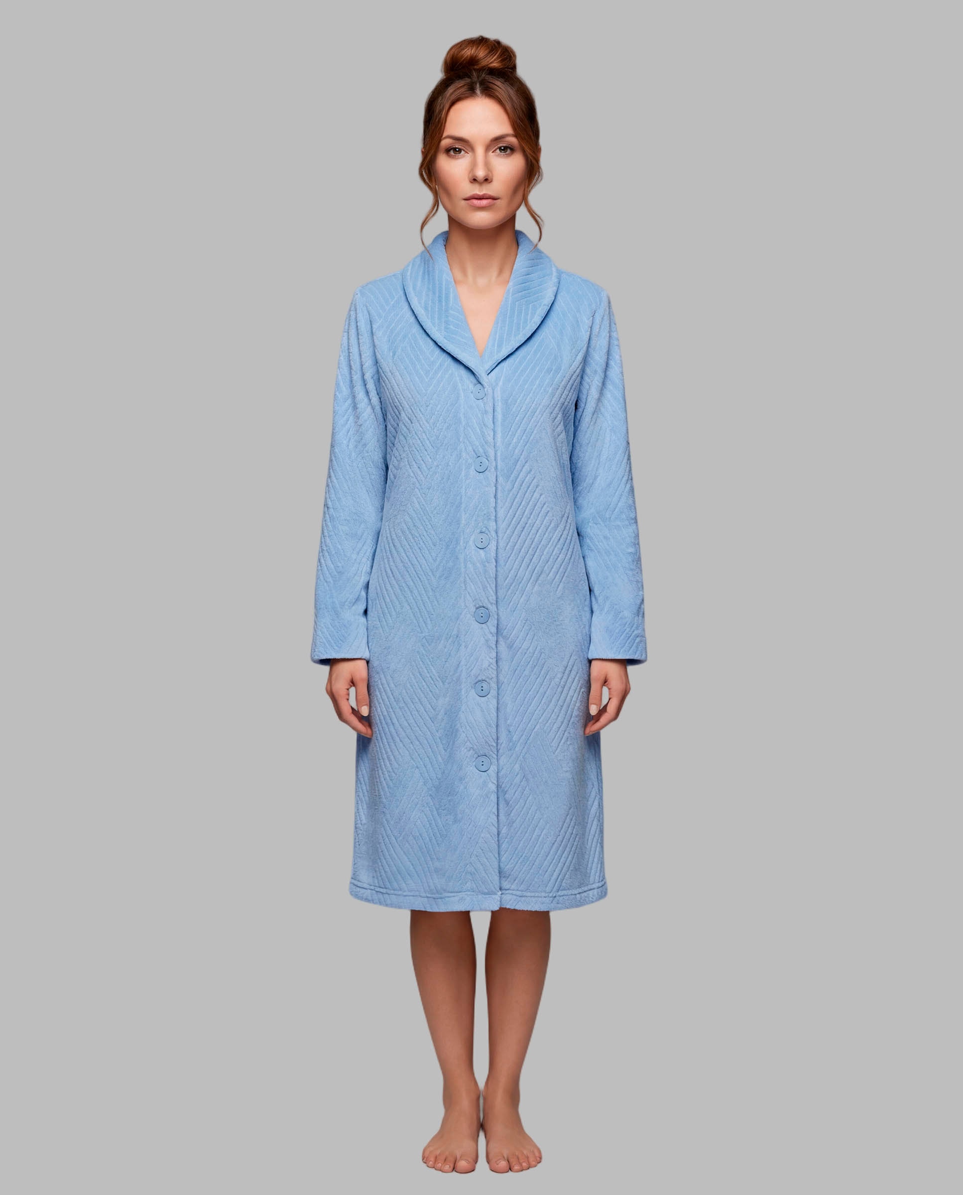 Bata mujer coralina con botones - Egatex - Azul Azul-1