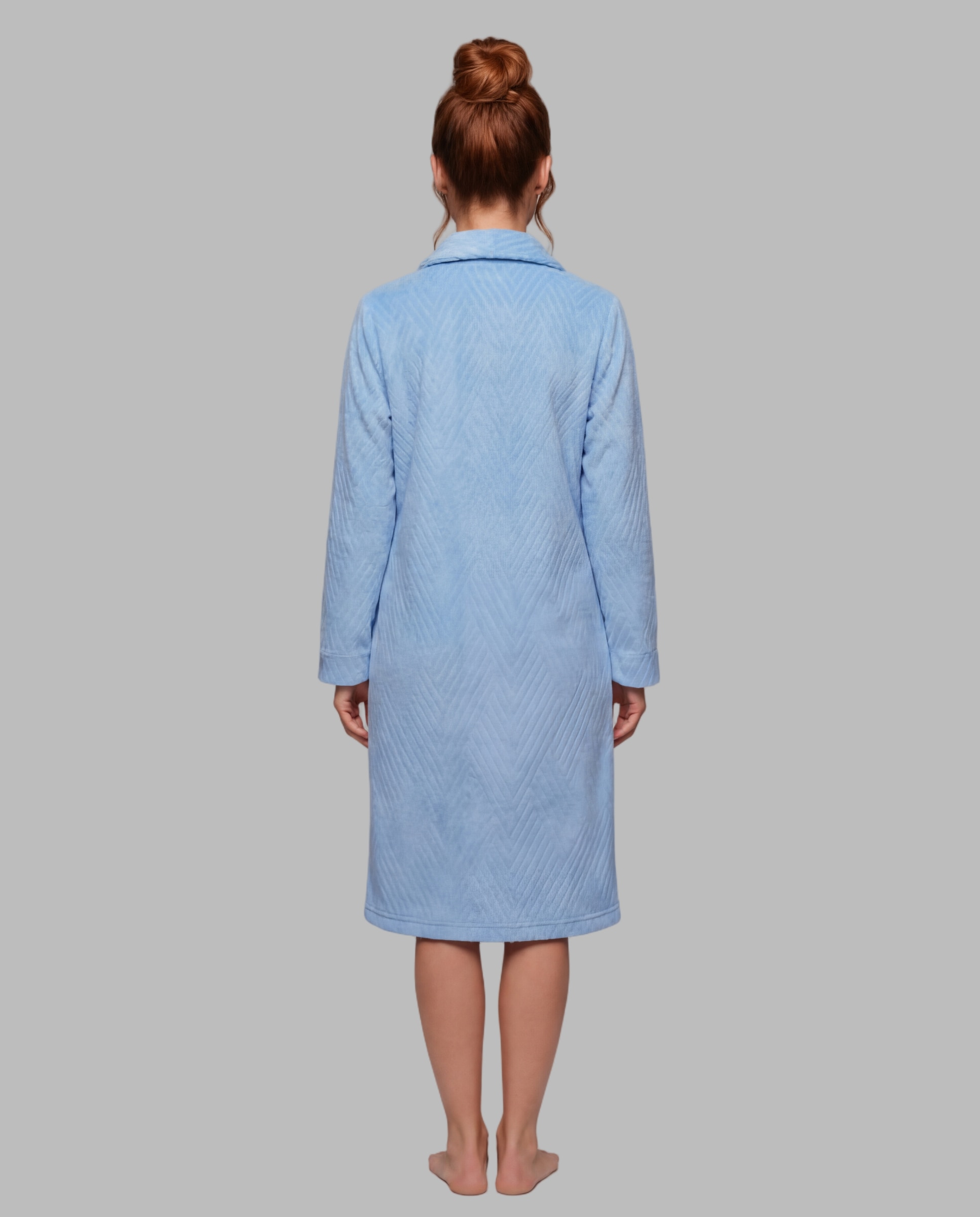 Bata mujer coralina con botones - Egatex - Azul Azul-2