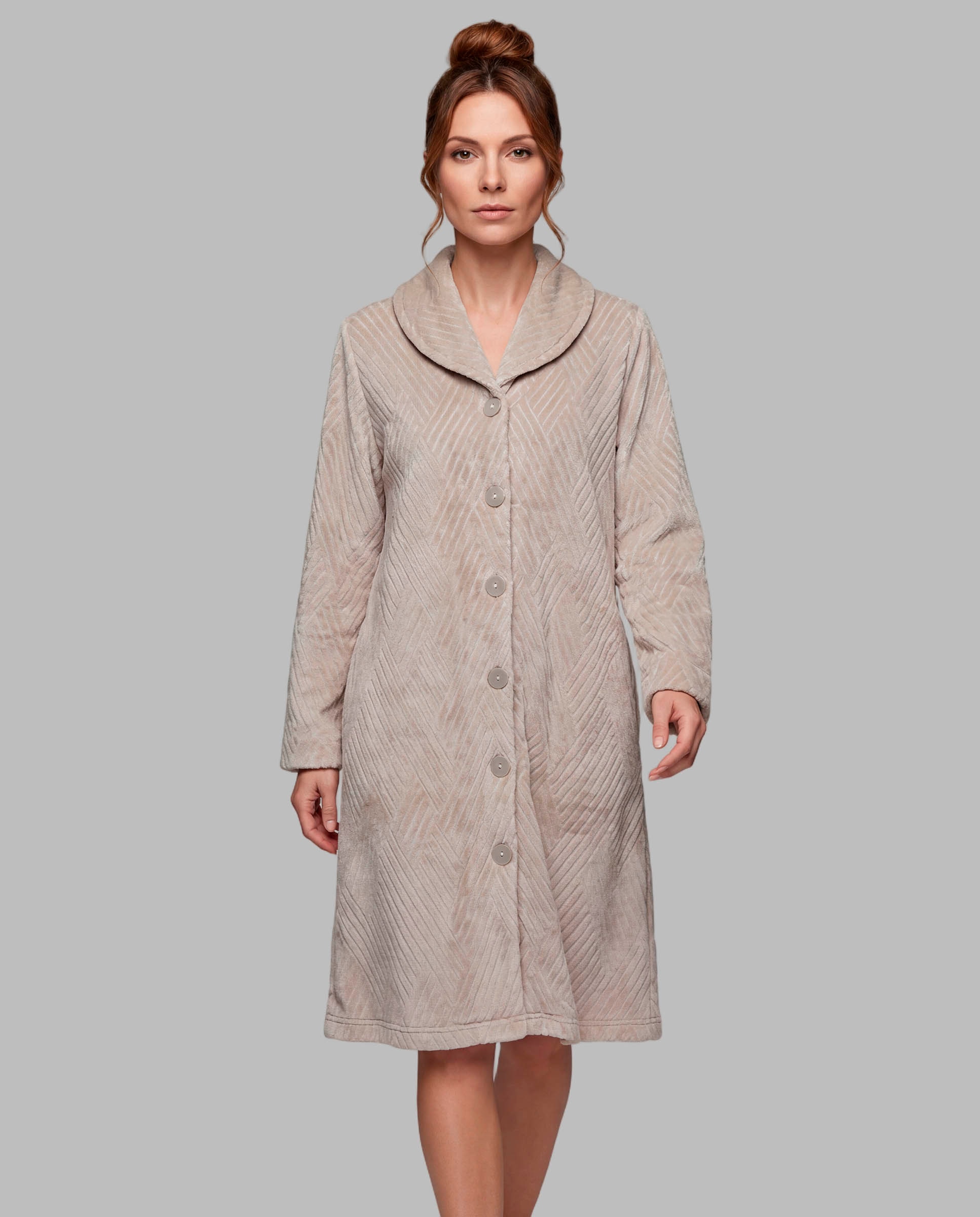 Bata mujer coralina con botones - Egatex - Beige Beige-1