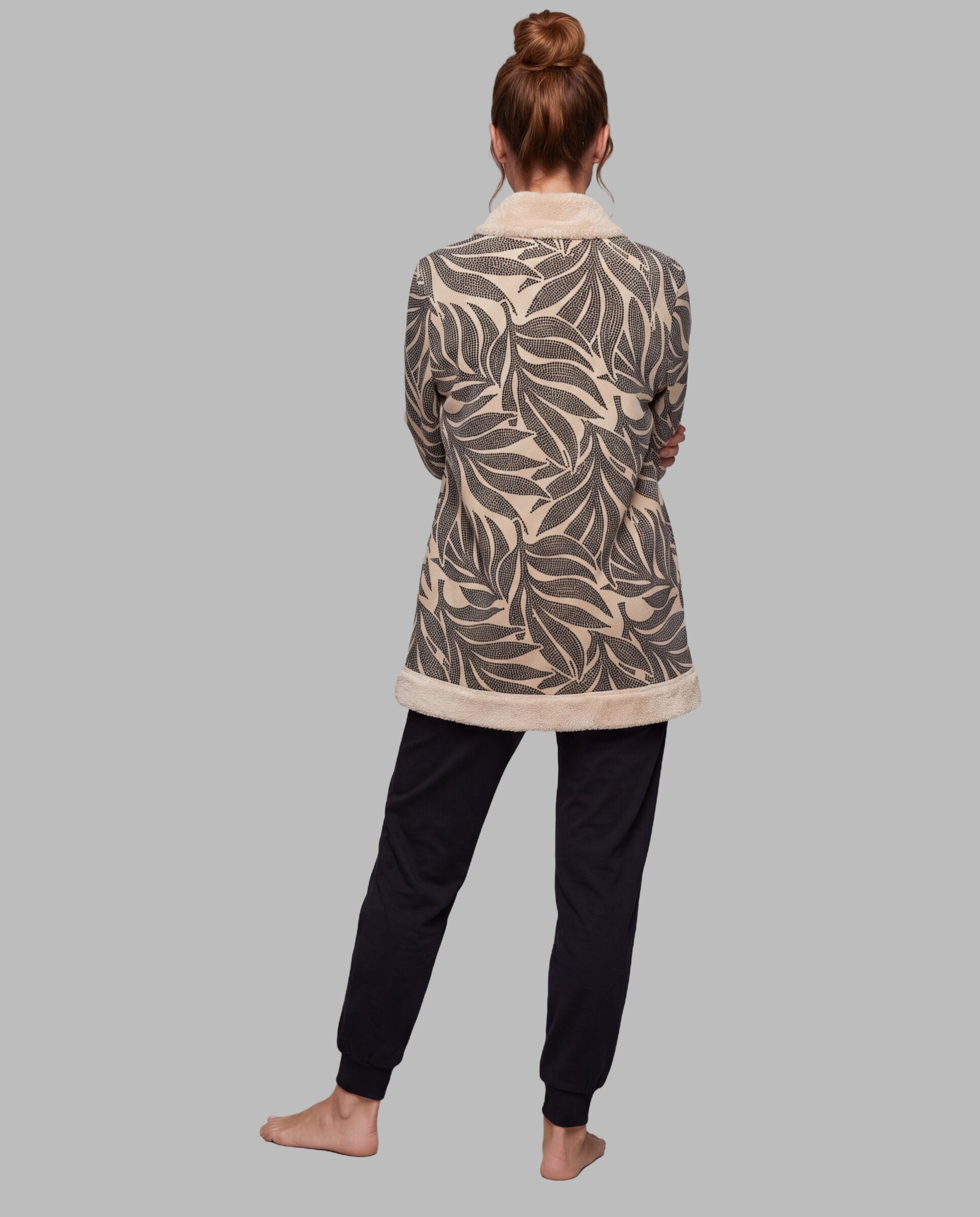 Chaqueta mujer borreguito estampado - Egatex - Beige Beige-2