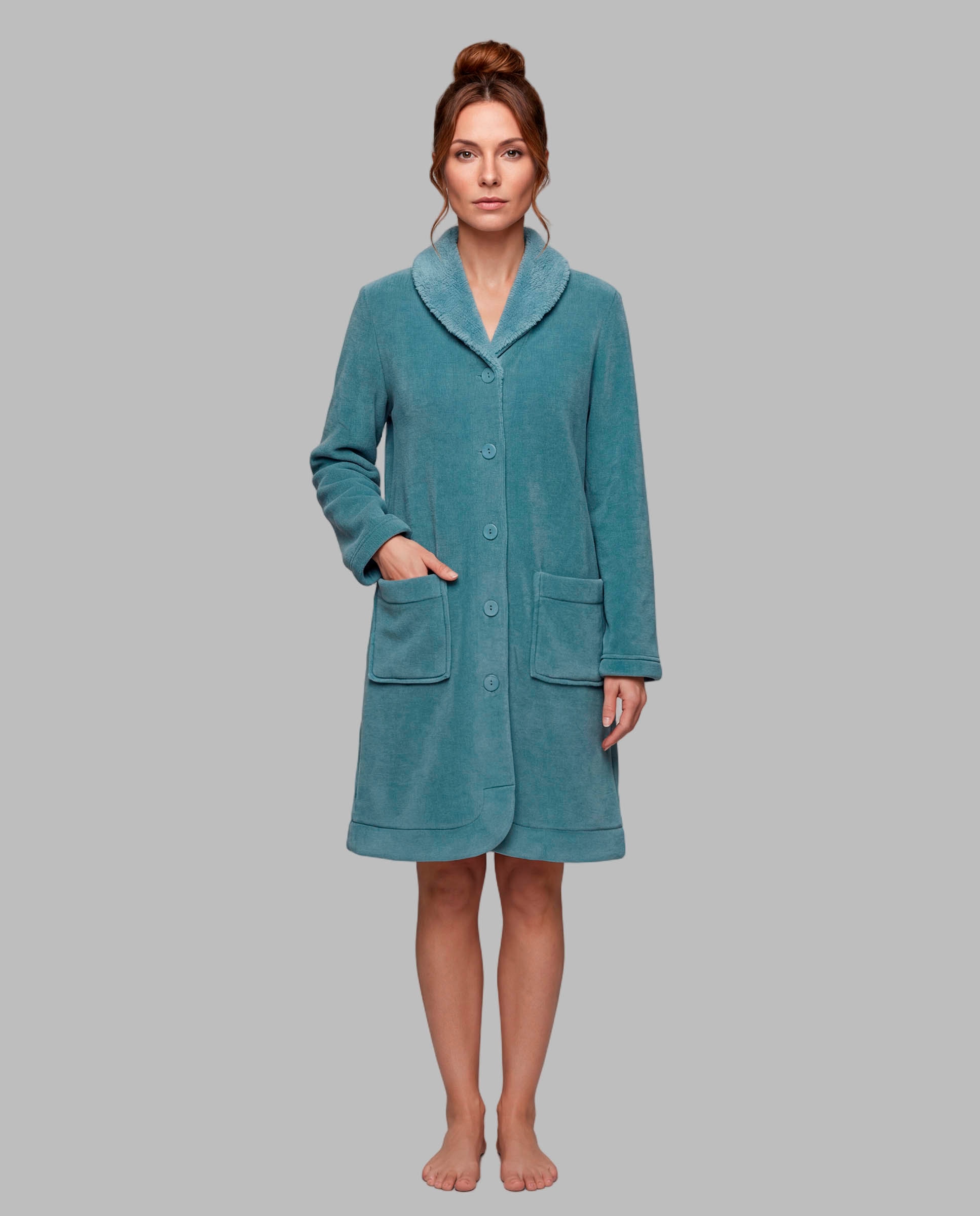 Bata de mujer botones - Egatex - Azul Azul-1