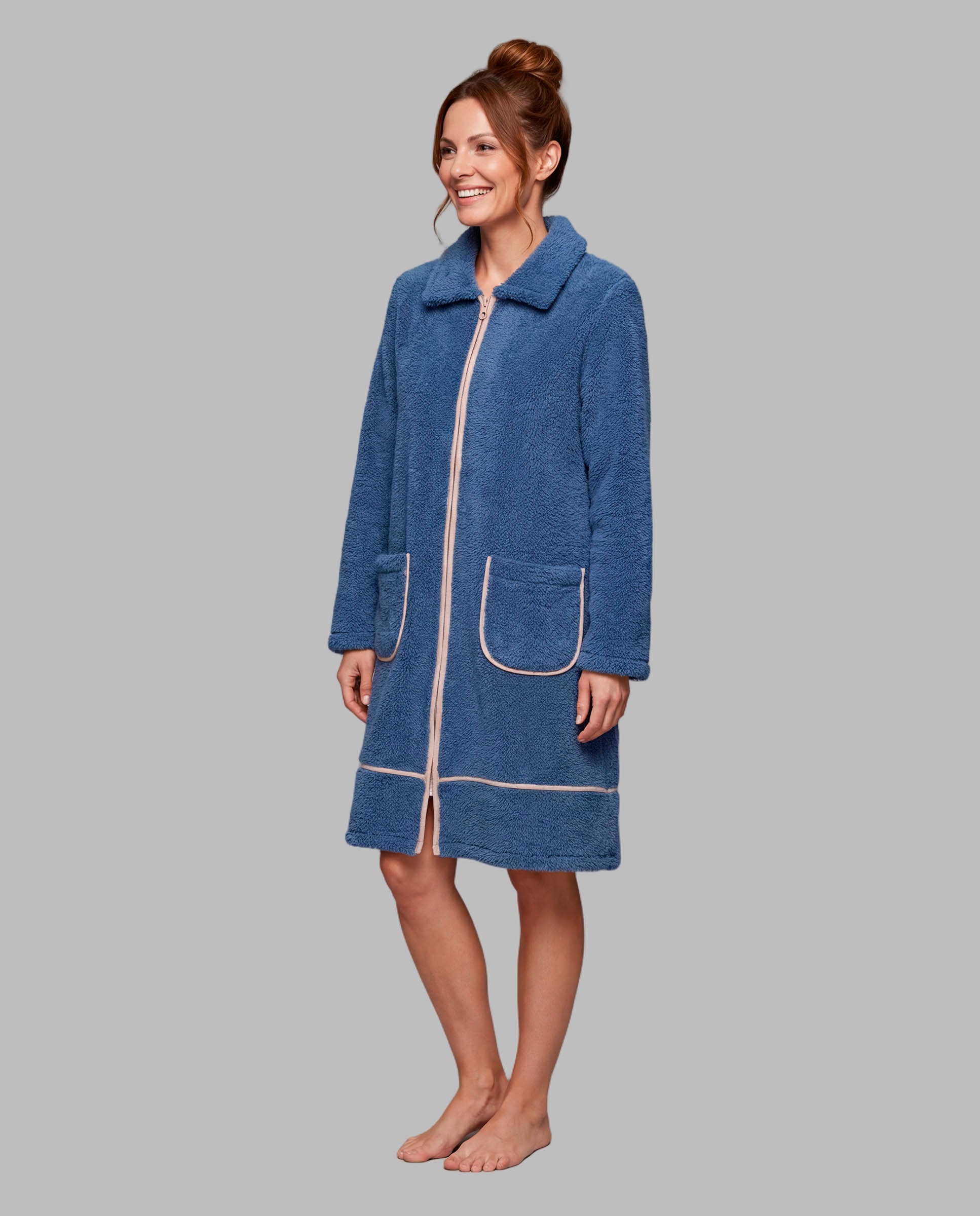 Bata mujer coralina combinada vivos - Egatex - Azul Azul-1