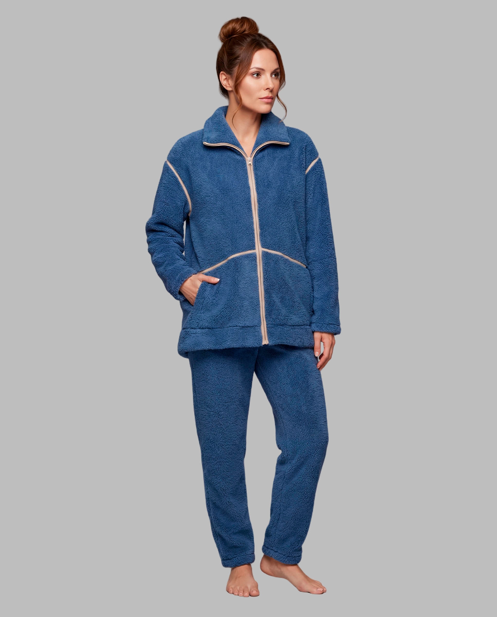 Chaqueta mujer coralina combinada vivos - Egatex - Azul Azul-1