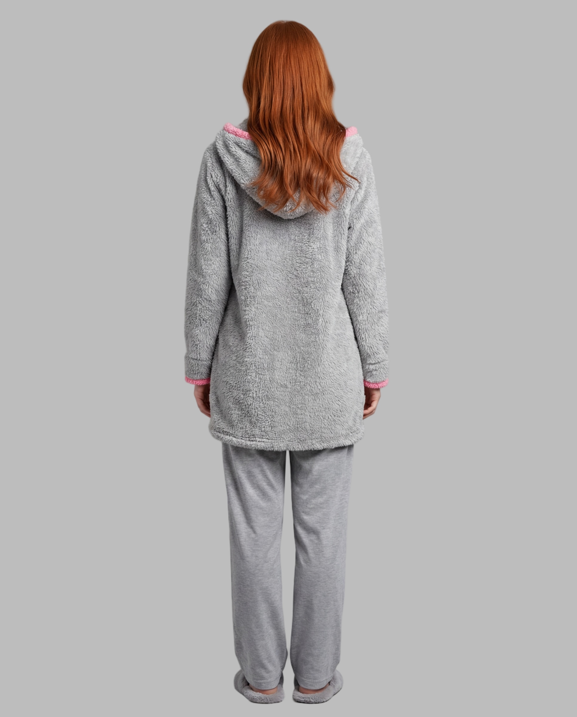 Bata de mujer con cremallera y capucha - Señoretta - Gris Gris-2