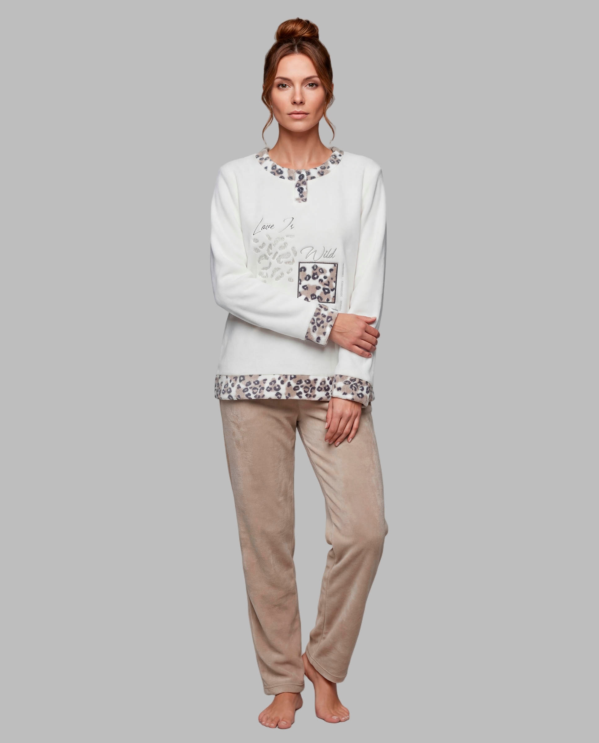 Pijama mujer tejido coralina - Egatex - Crudo Crudo-1