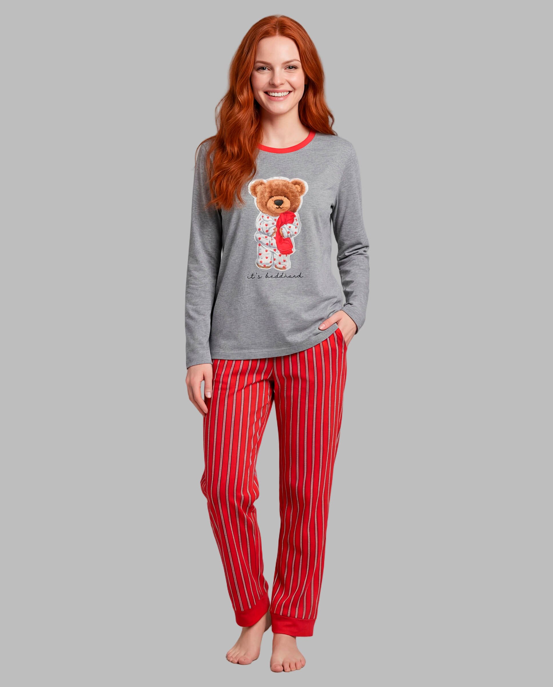 Pijama de mujer osito - Señoretta - Gris Gris-1