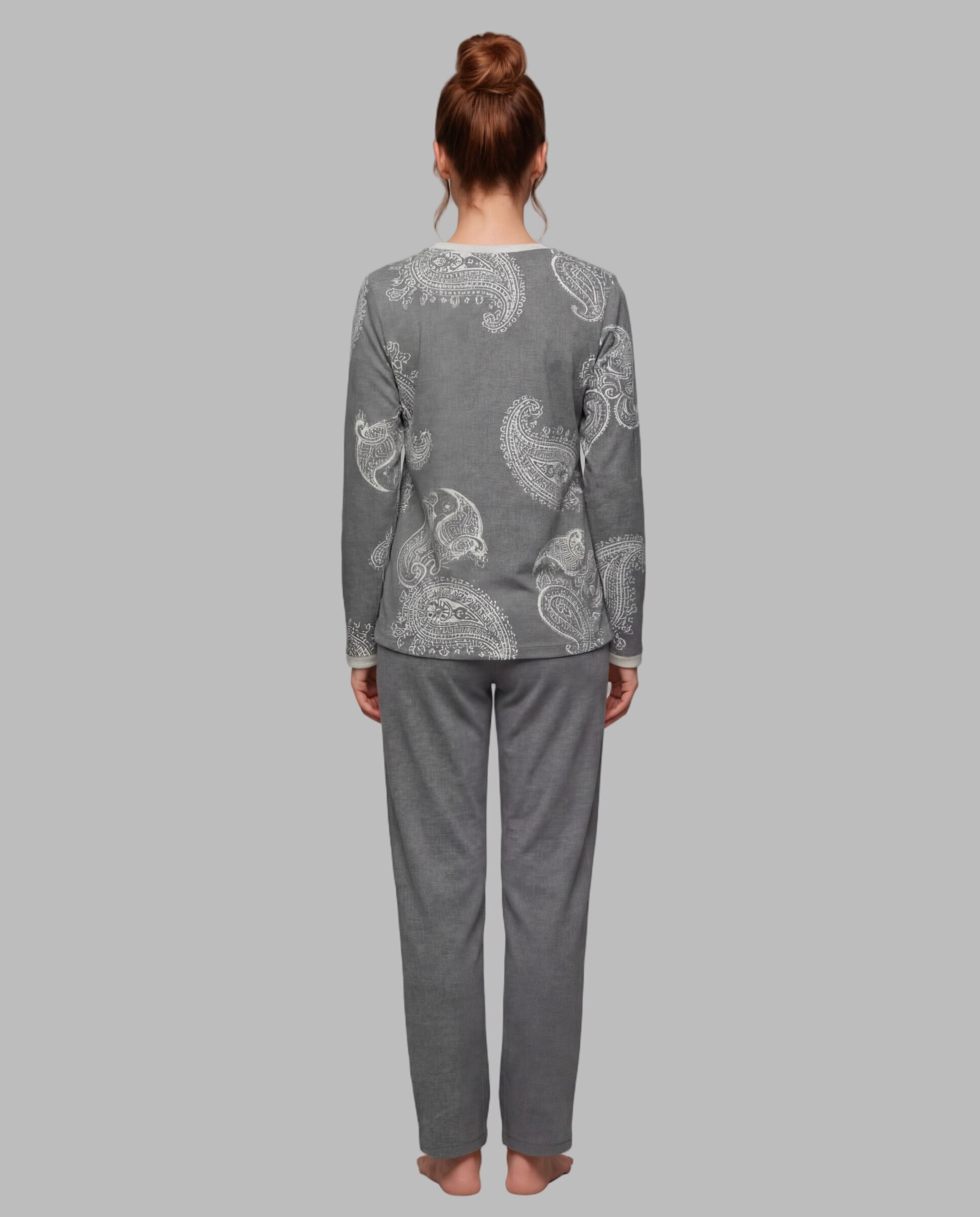 Pijama mujer punto milano cachemires - Egatex - Gris Gris-2