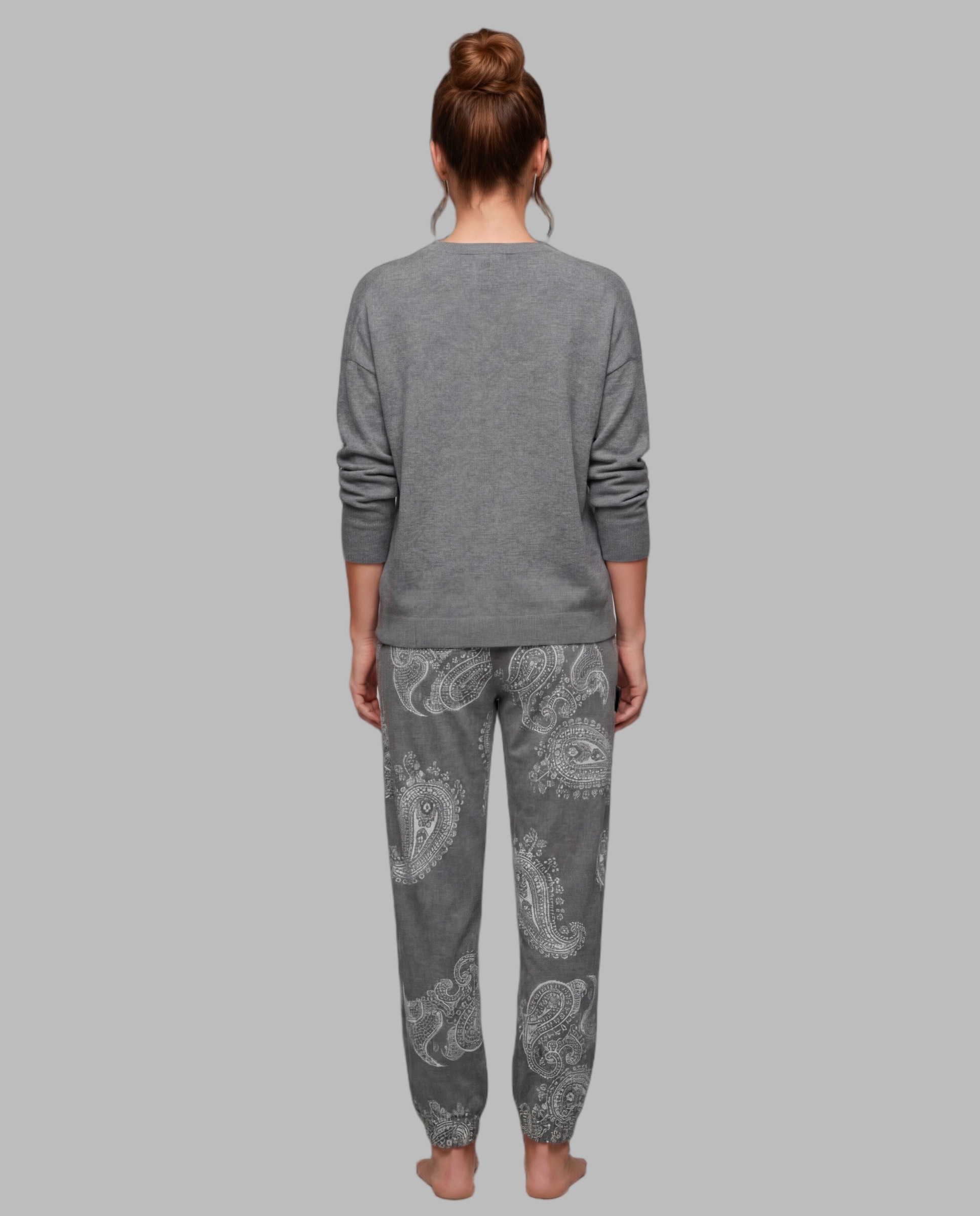 Pijama mujer punto milano cachemires - Egatex - Gris Gris-2