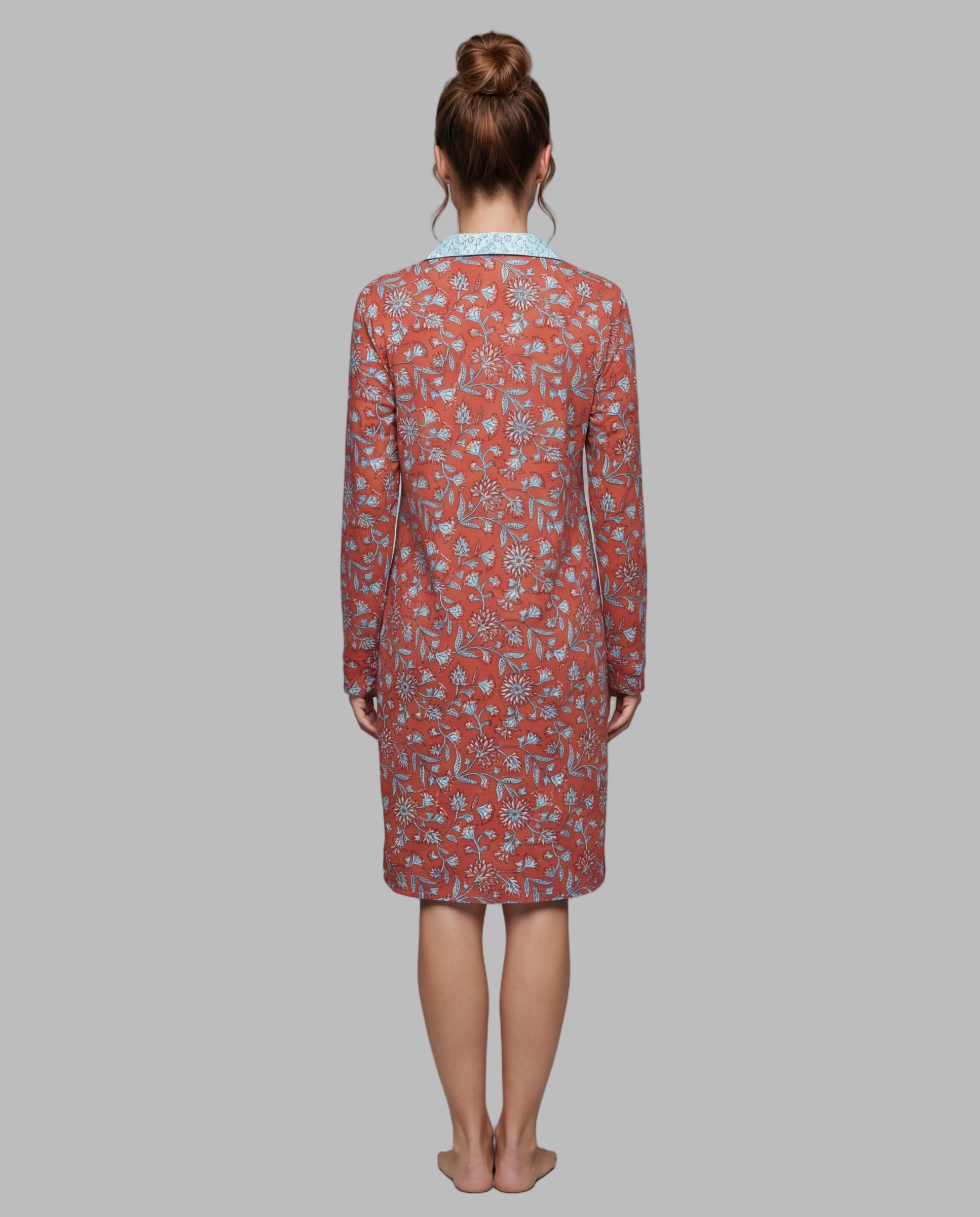 Camisola dormir mujer abierta - Egatex - Naranja Naranja-2