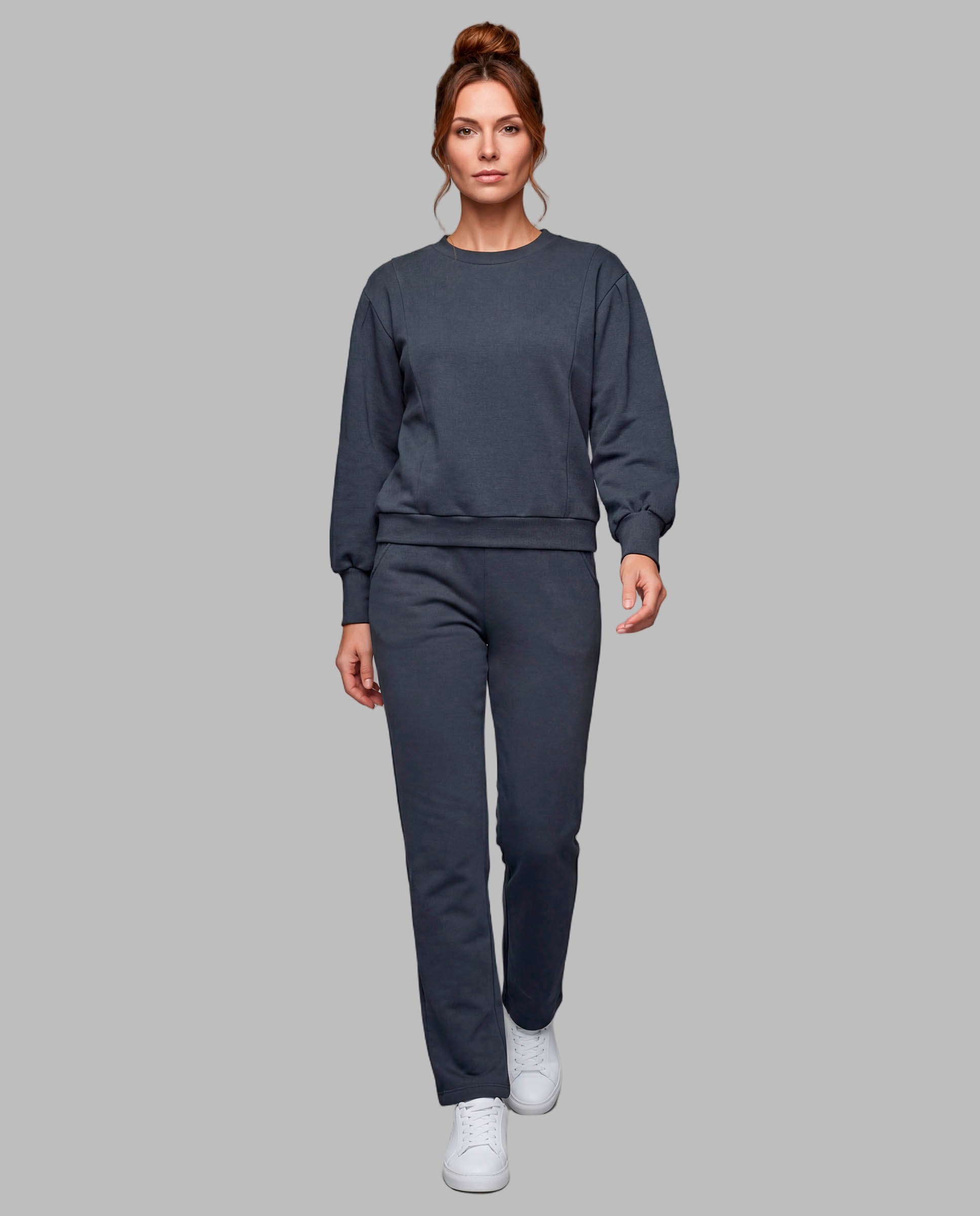 Jogging mujer pliegues mangas - Egatex - Gris Gris-1