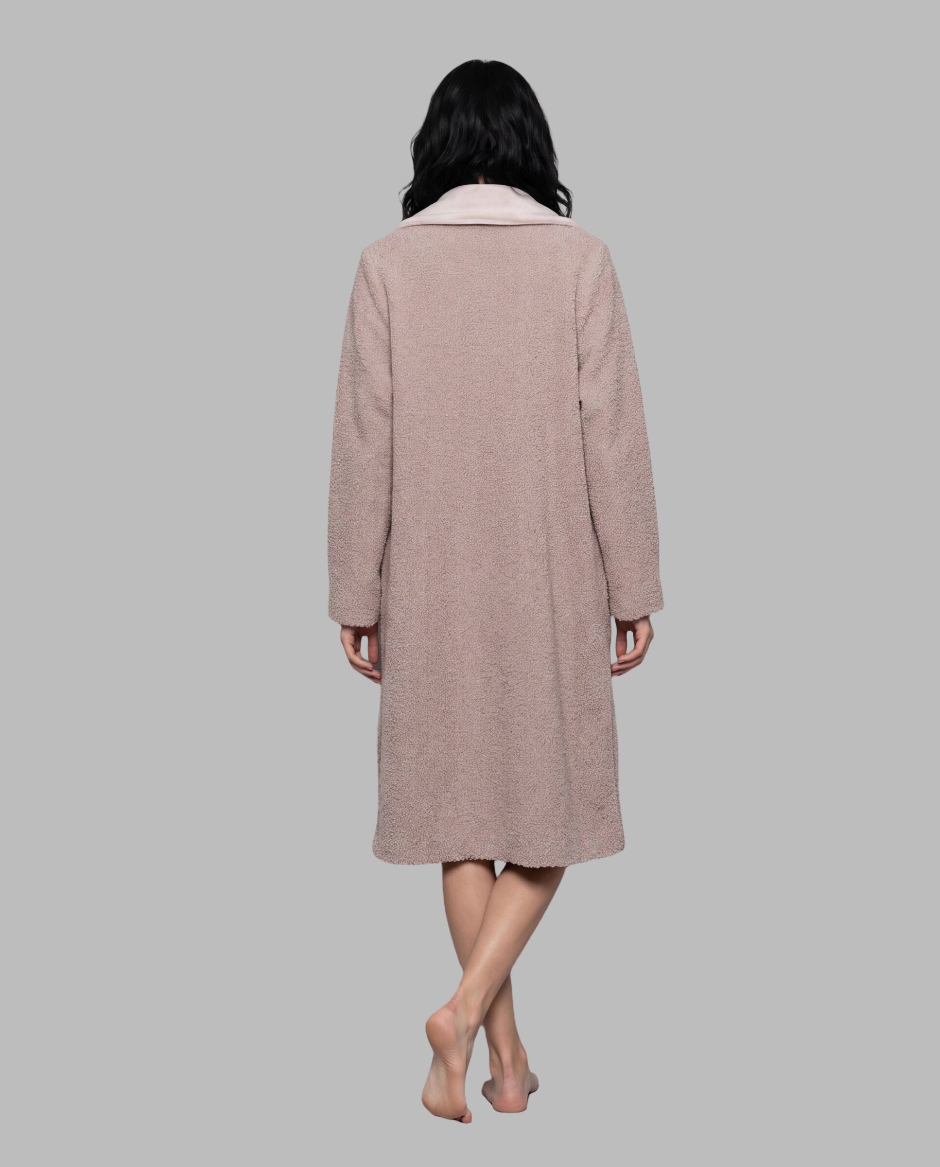 Bata de mujer cuello bebé con botones - Señoretta - Beige Beige-2