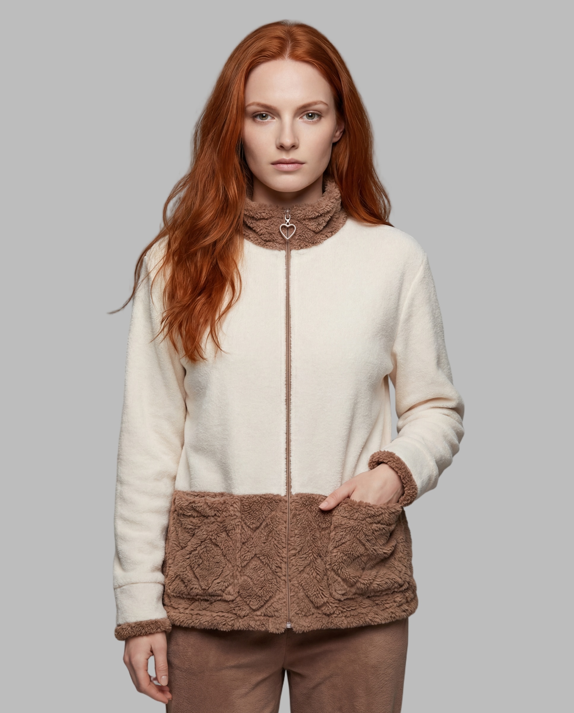 Chaqueta mujer cremallera - Señoretta - Marrón Marrón-1
