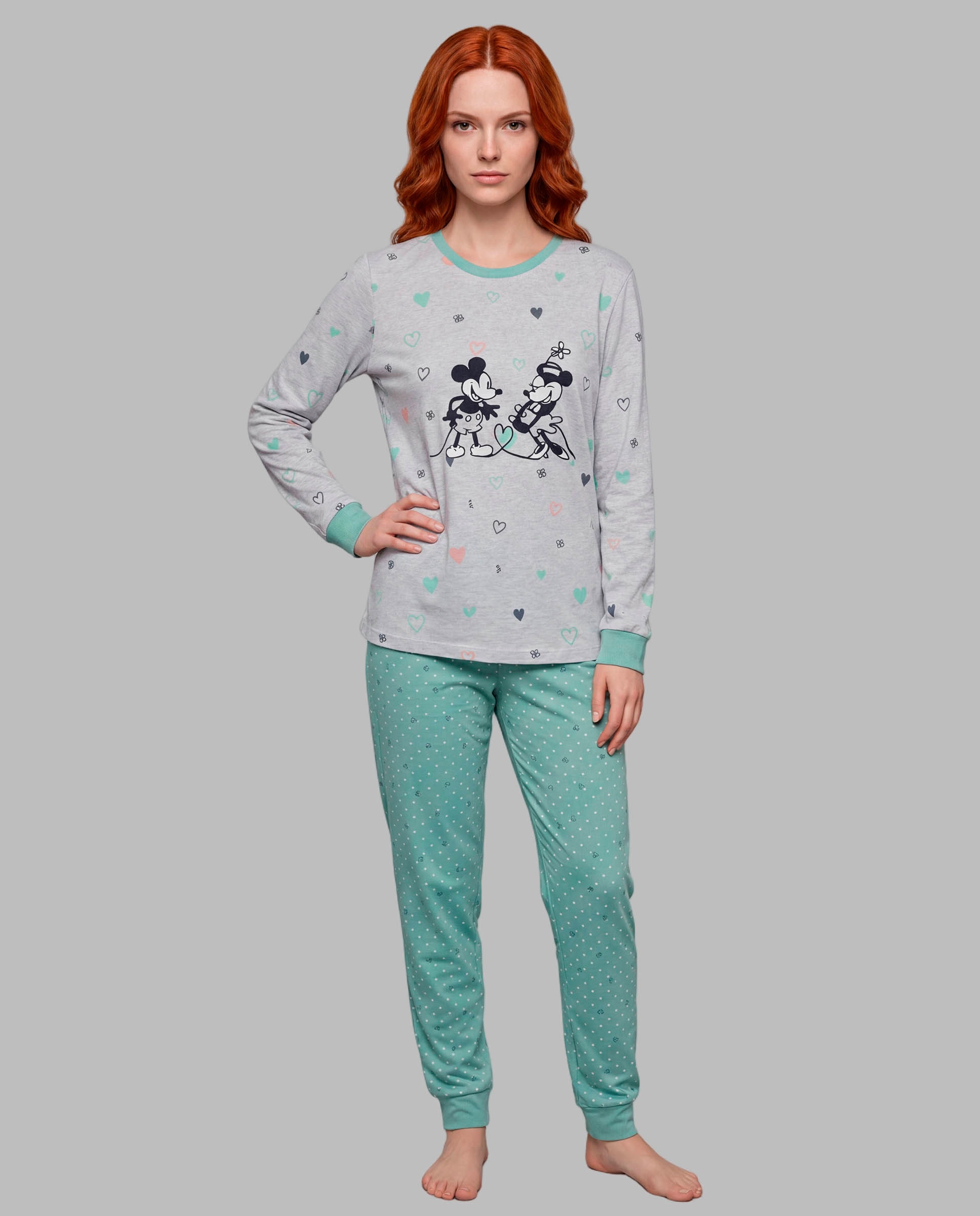 Pijama mujer estampado ratón - Señoretta - Verde Verde-1