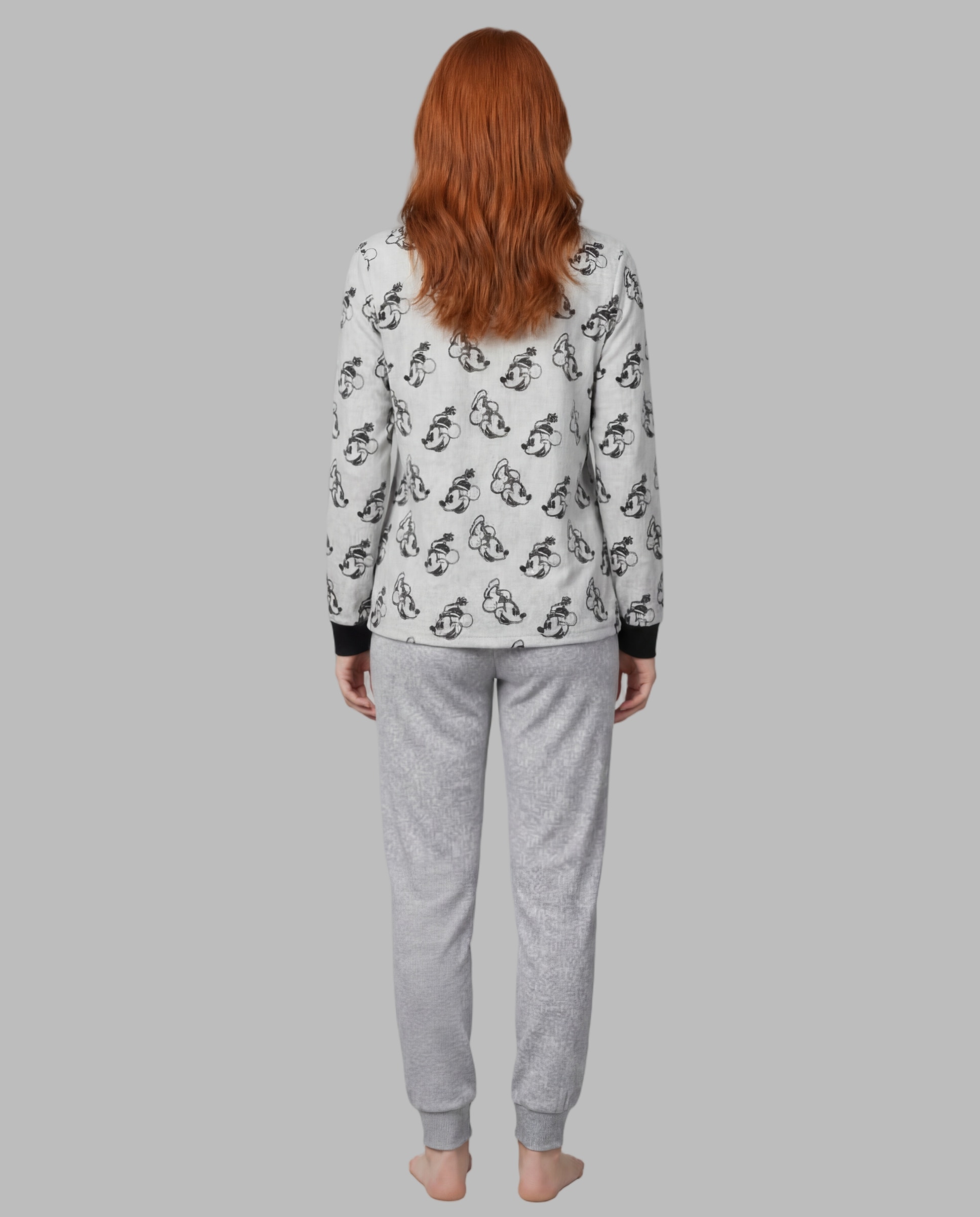 Pijama de mujer terciopelo estampado - Señoretta - Gris Gris-2