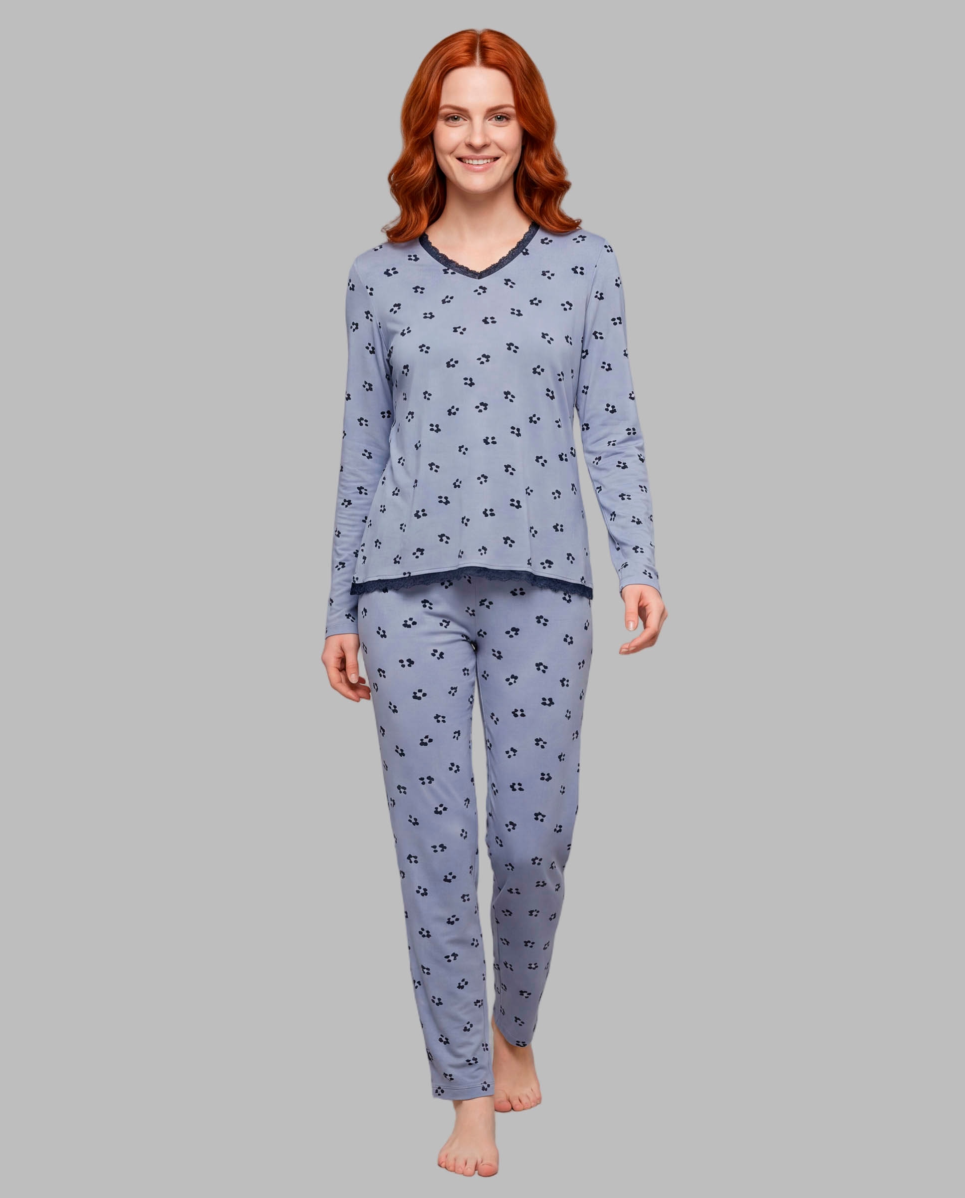Pijama de mujer estampado viscosa - Señoretta - Azul Azul-1