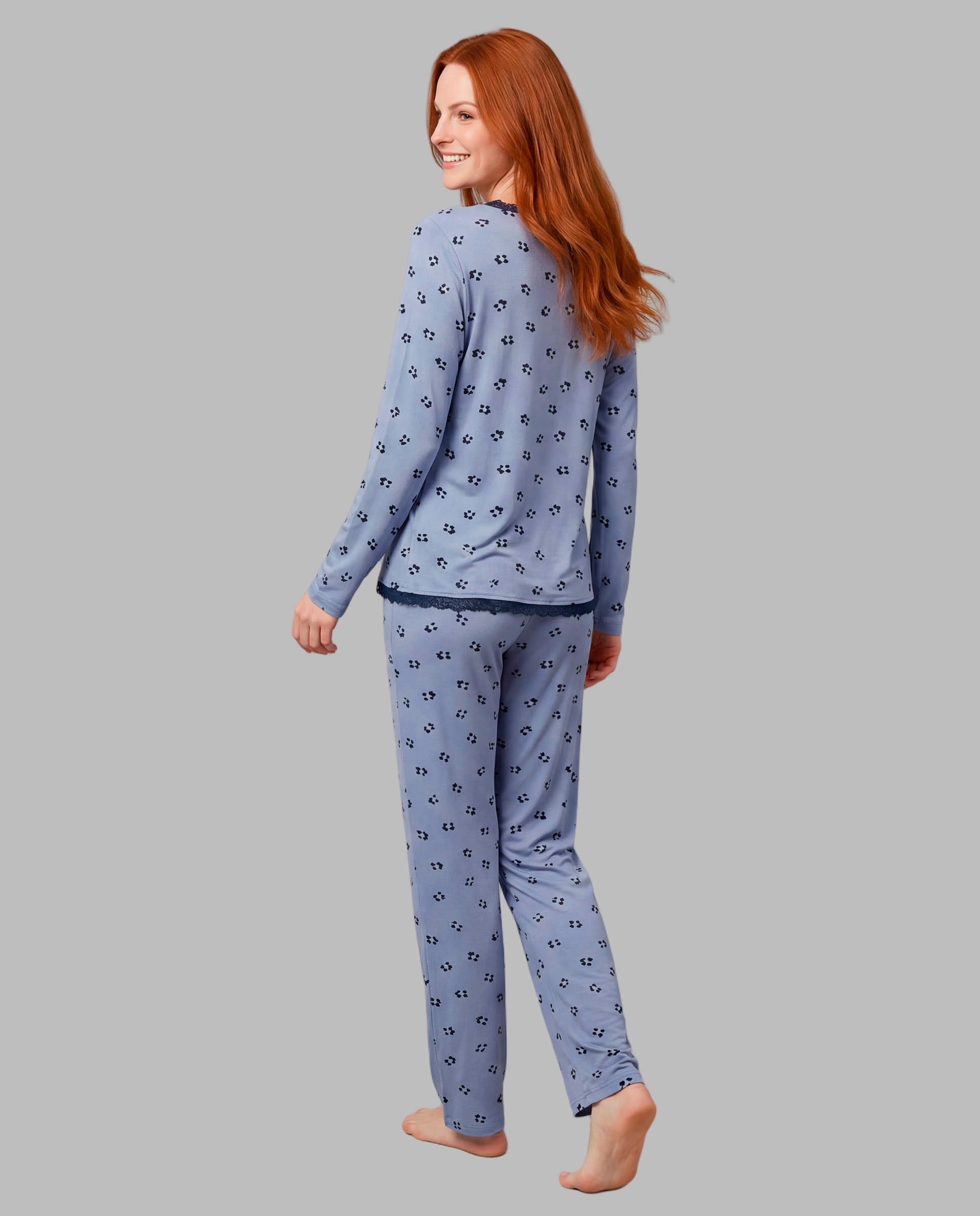 Pijama de mujer estampado viscosa - Señoretta - Azul Azul-2