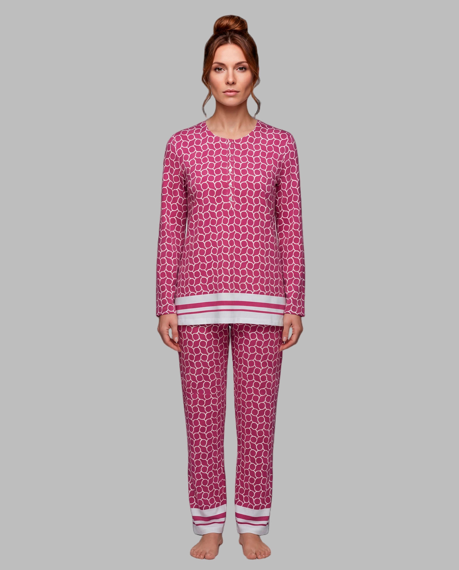 Pijama mujer estampado tapeta - Egatex - Burdeos Burdeos-1