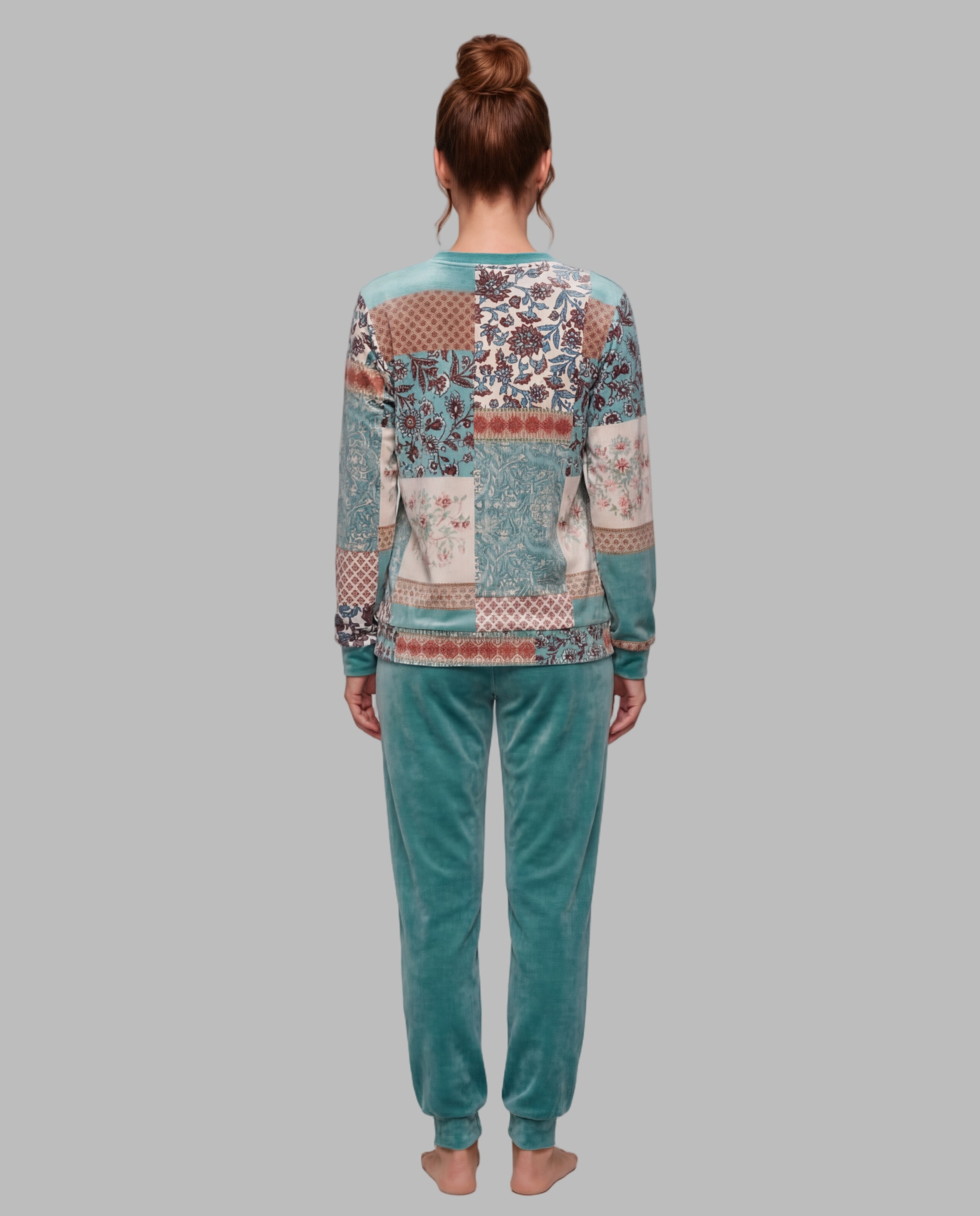 Pijama mujer terciopelo estampado - Egatex - Azul Azul-2