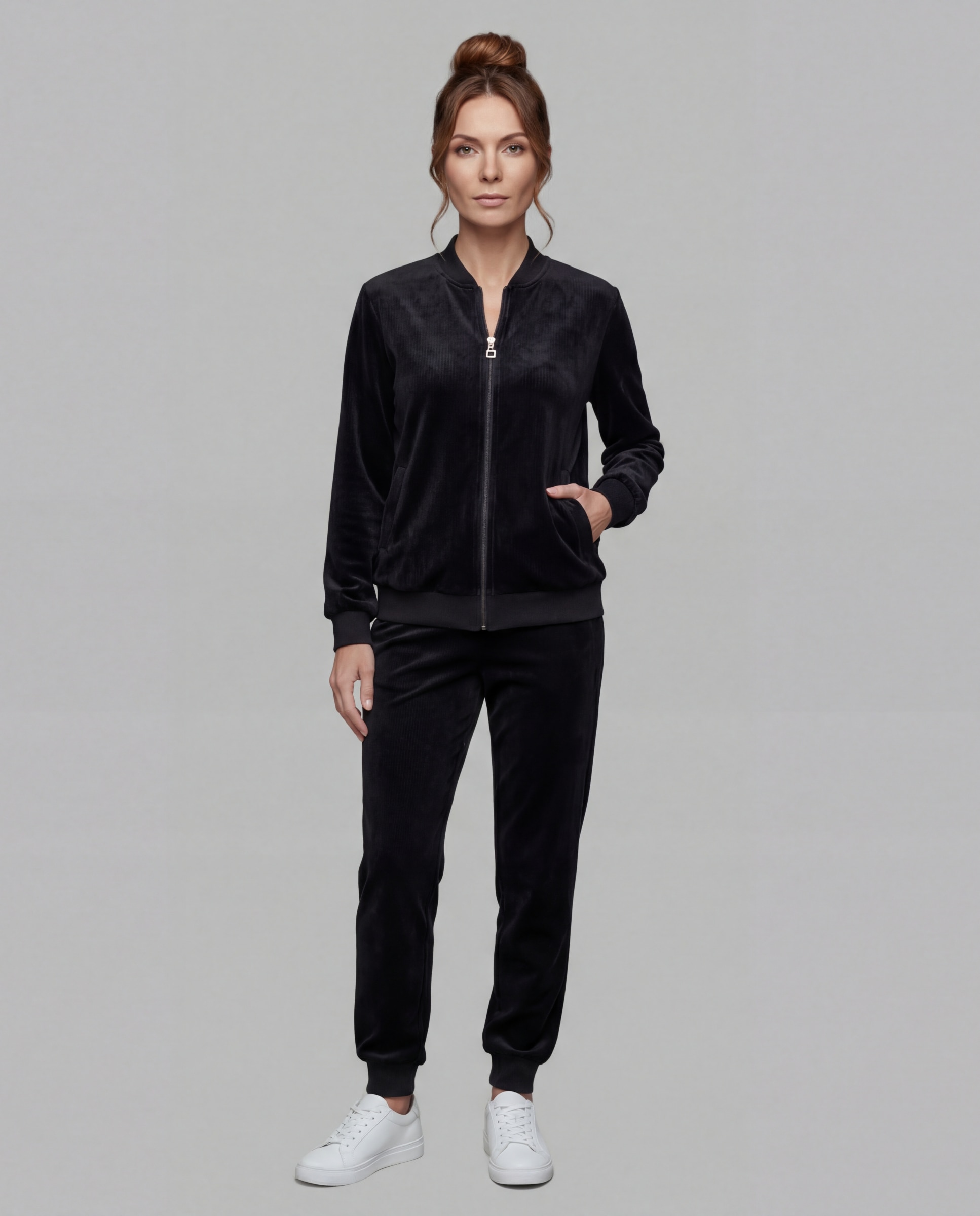 Jogging mujer cremallera - Egatex - Negro Negro-1