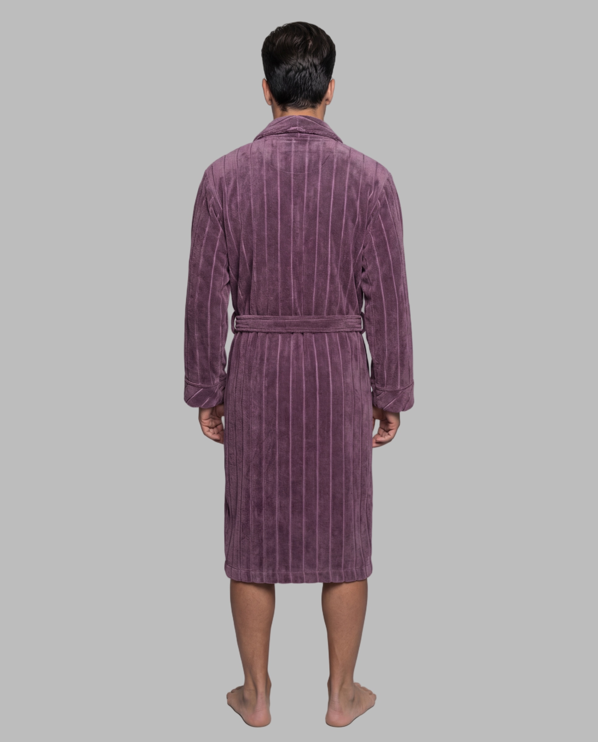 Imagen 2 de Bata de hombre larga smoking rayas pelo - SOY - Morado Morado
