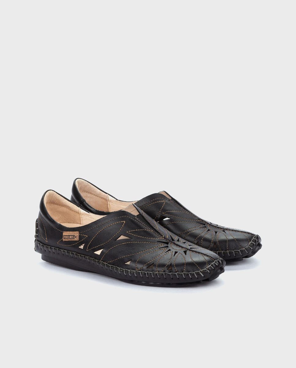 Mocasines de mujer de piel con plantilla extraíble - Pikolinos - Negro Negro-3