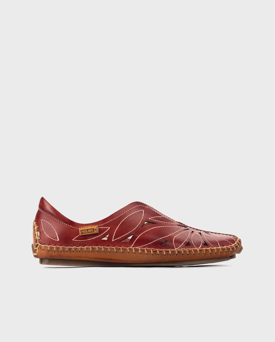 Mocasines de mujer de piel con plantilla extraíble - Pikolinos - Granate Granate-1