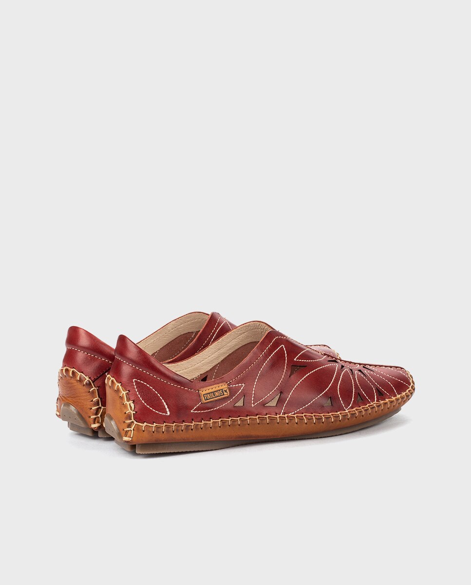 Mocasines de mujer de piel con plantilla extraíble - Pikolinos - Granate Granate-3