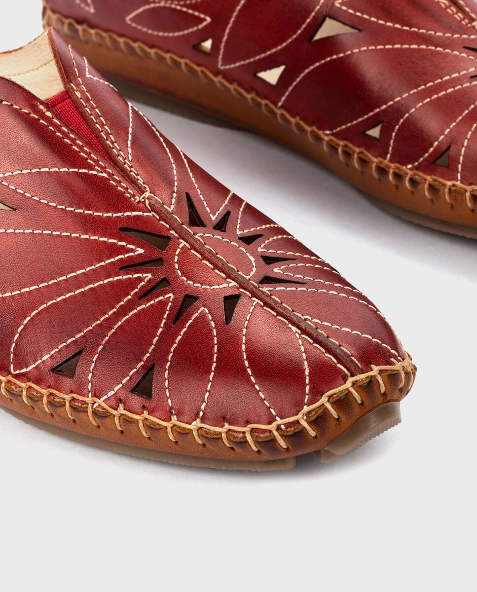 Mocasines de mujer de piel con plantilla extraíble - Pikolinos - Granate Granate-4