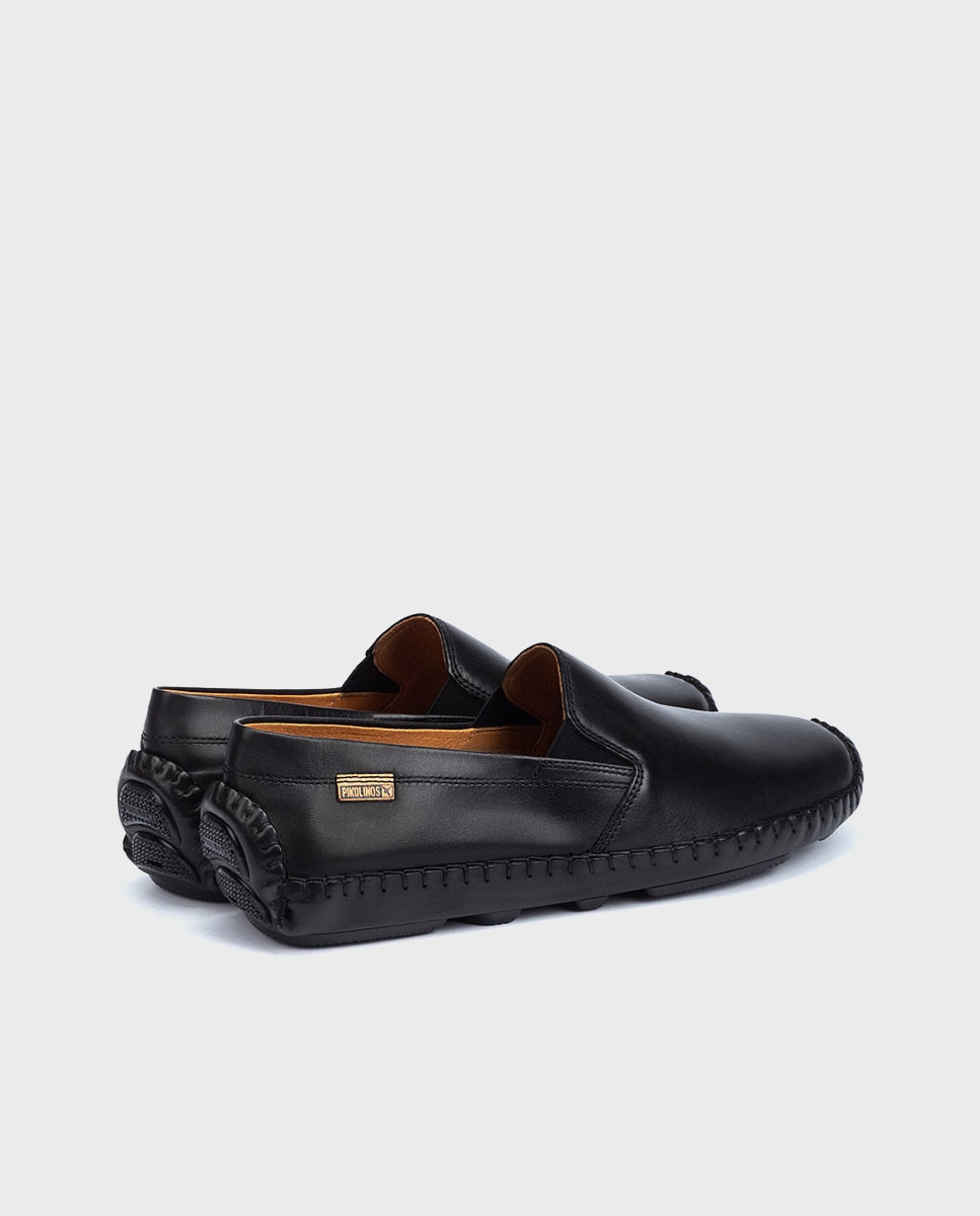 Mocasines de hombre de piel con elásticos laterales y plantilla extraíble - Pikolinos - Marrón Negro-2
