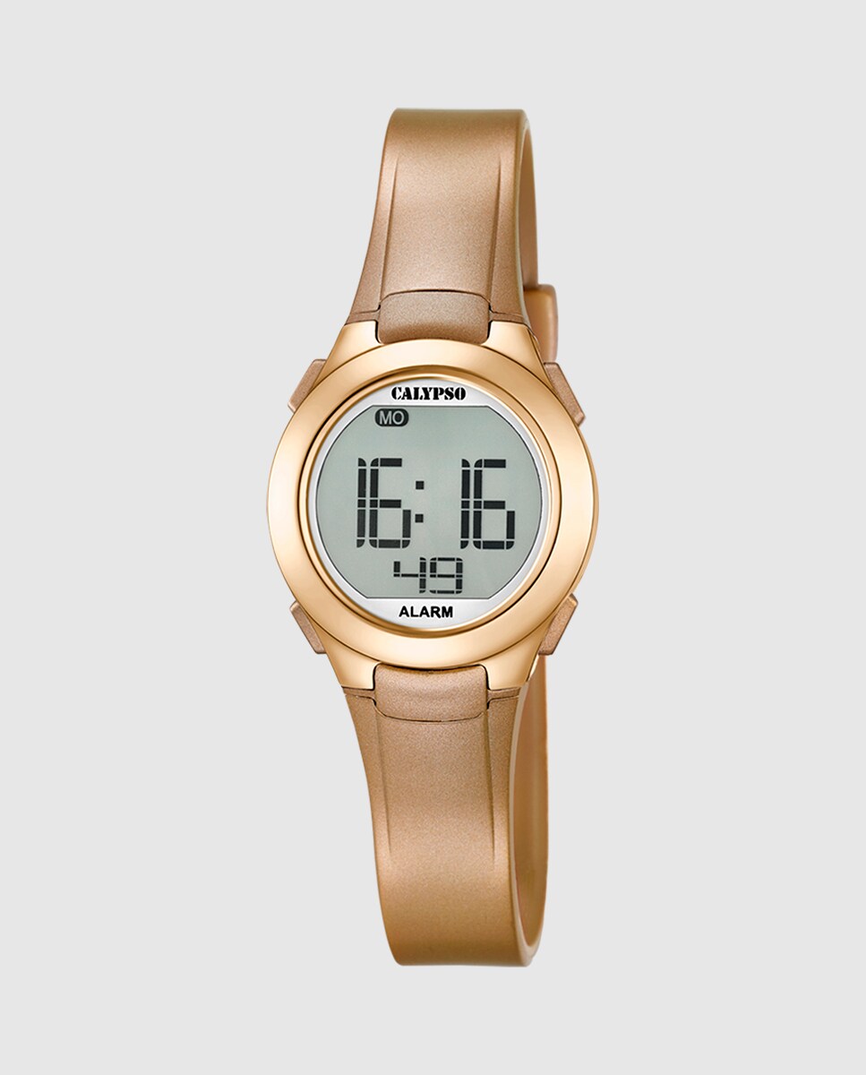 Reloj de mujer K5677/3 Digital Crush de caucho oro Oro-1