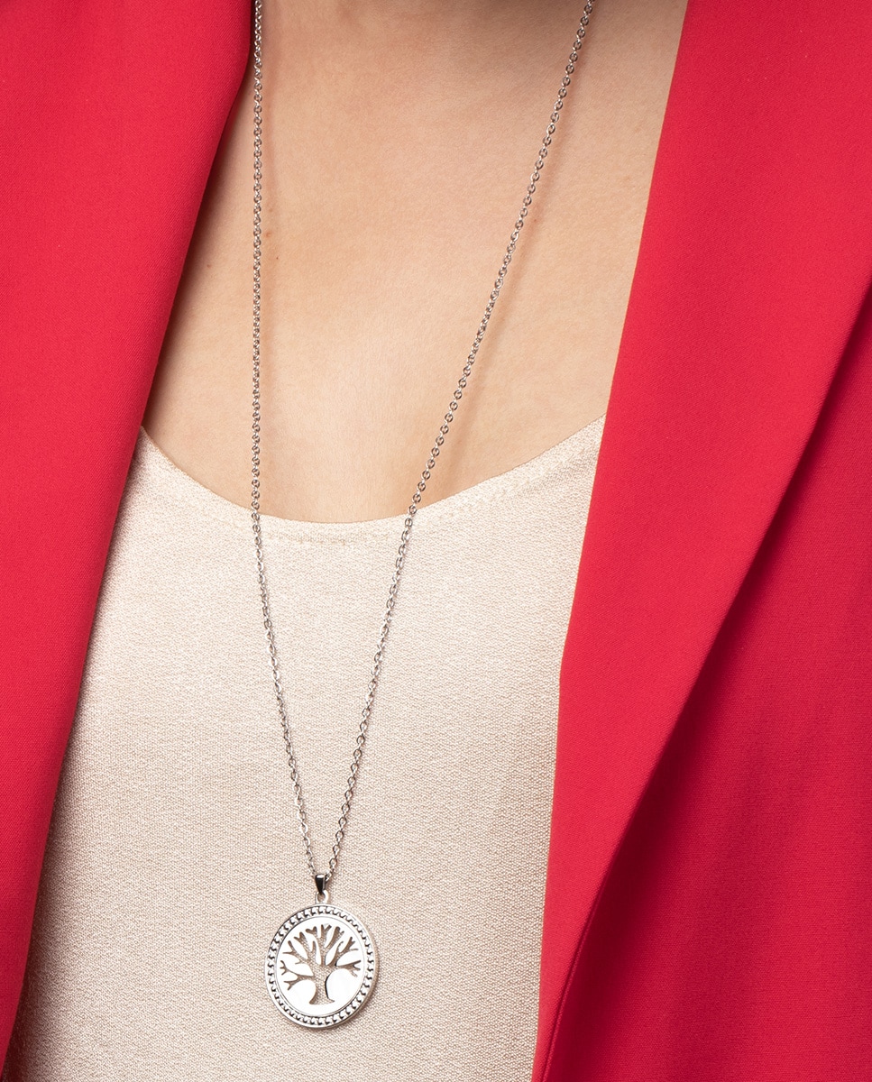 Collar Lotus Style LS1869-1/1 Tree Of Life de acero inoxidable acabado brillo Plata-2
