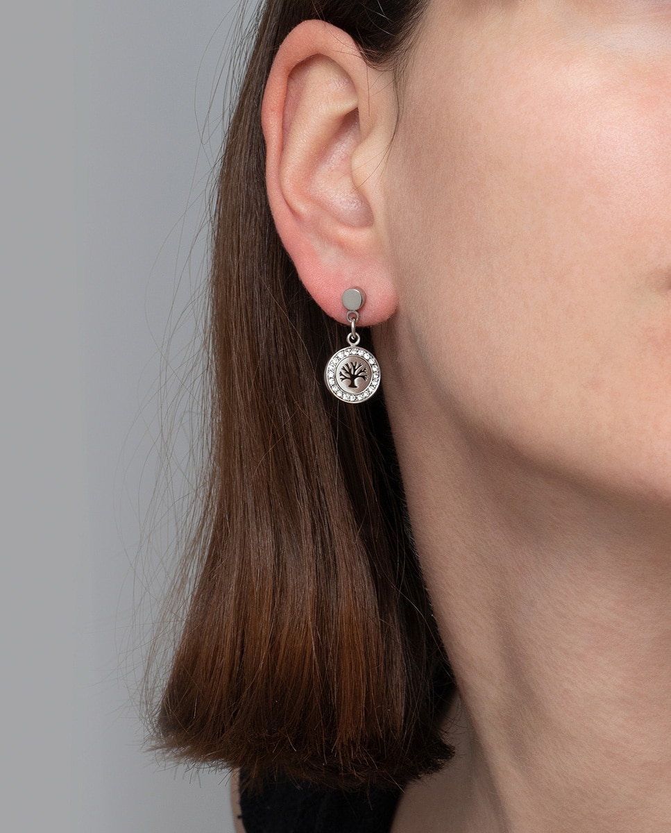 Pendiente Lotus Style LS1869-4/1 Tree Of Life de acero inoxidable acabado brillo Plata-2