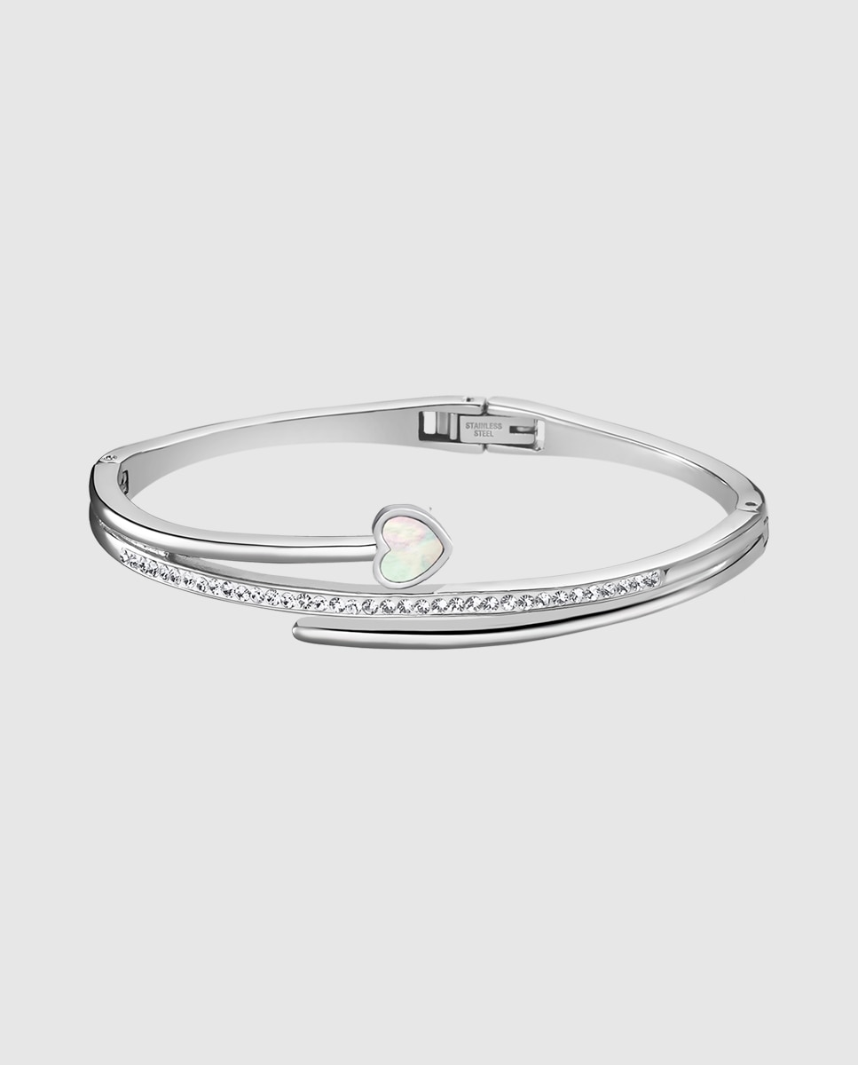 Lotus - Bracelet Bliss jonc acier argenté et oxyde de zirconium - Ref LS2113-2/1