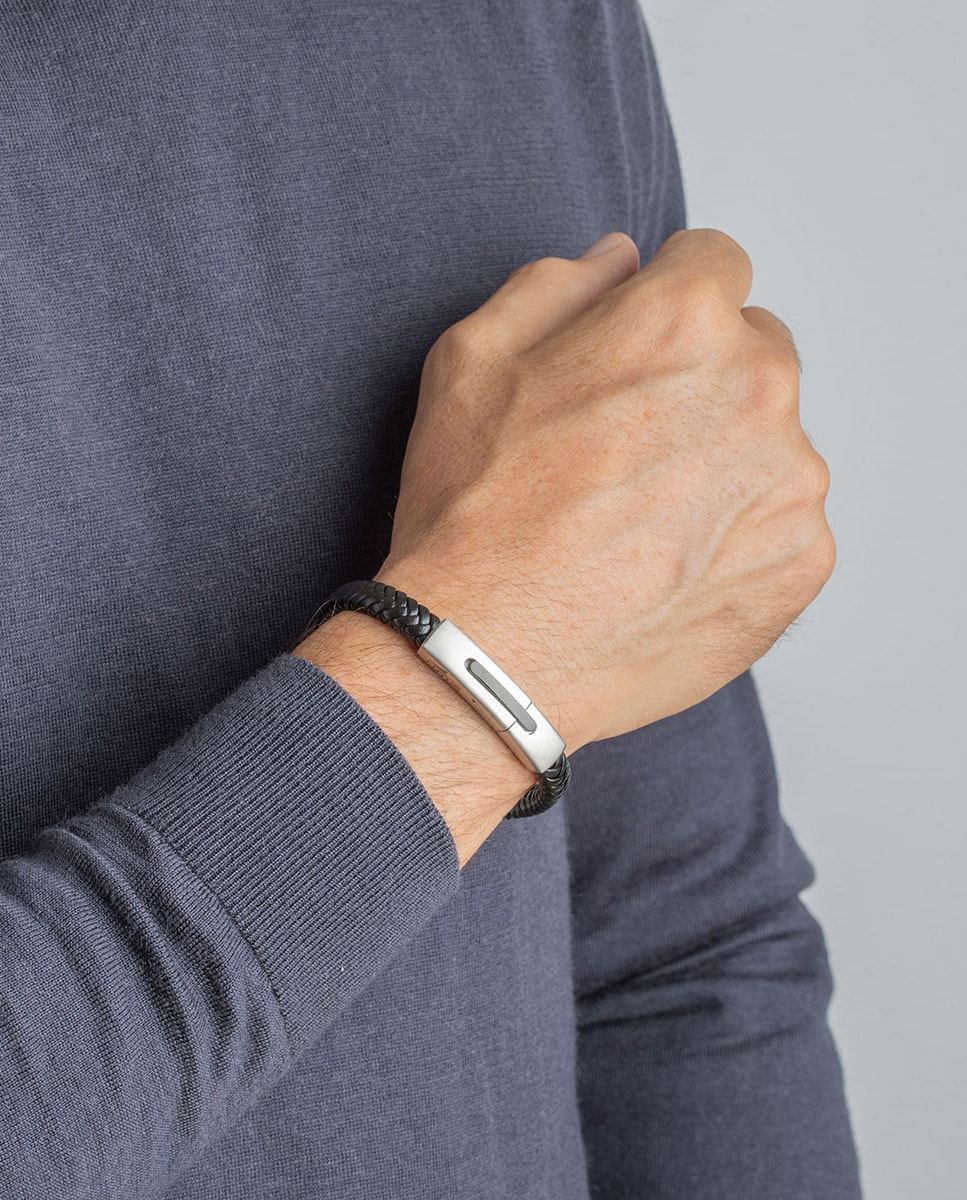 Pulsera de hombre Lotus Style LS2055-2/1 Urban Man de cuero acabado mate Negro-2