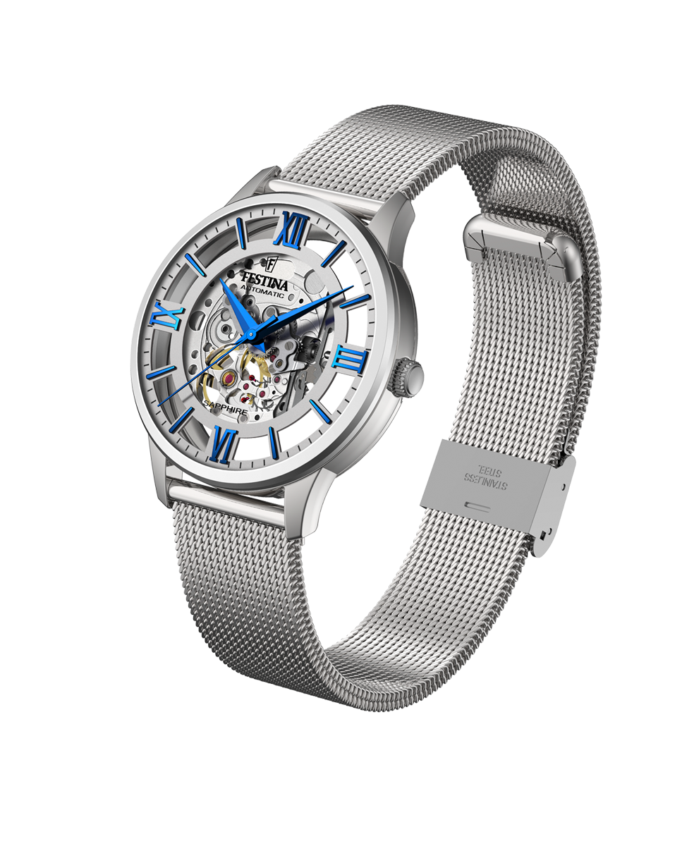 Reloj de hombre F20534/1 Automatic Skeleton de acero plateado