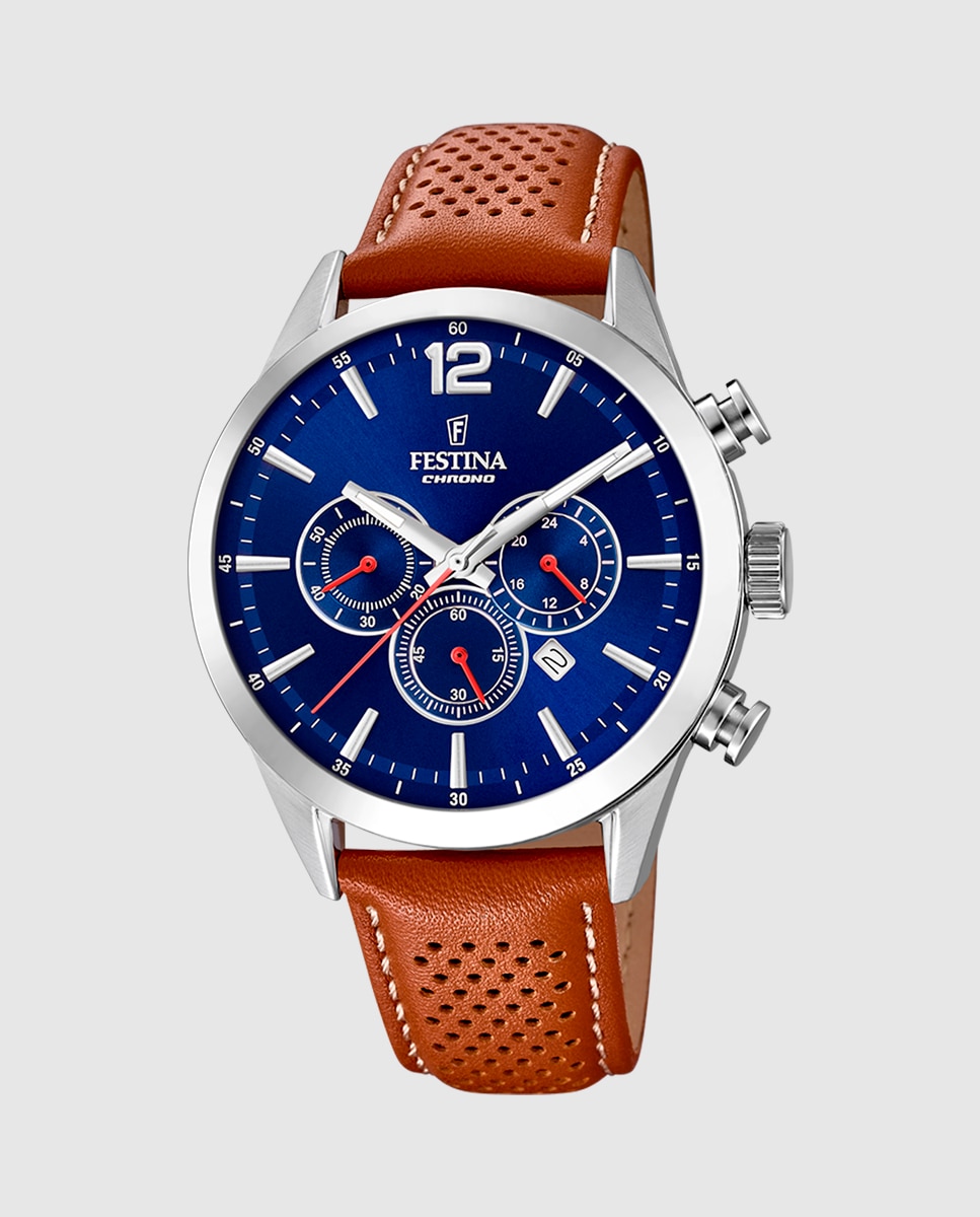 Reloj de hombre f20542/3 timeless chronograph de piel - Festina - Marrón Marrón-1
