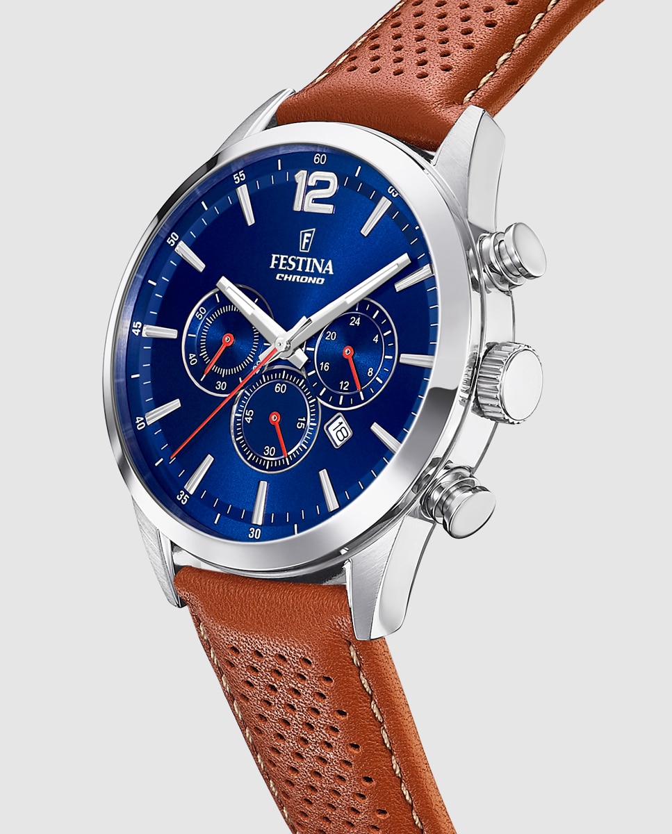 Reloj de hombre f20542/3 timeless chronograph de piel - Festina - Marrón Marrón-2