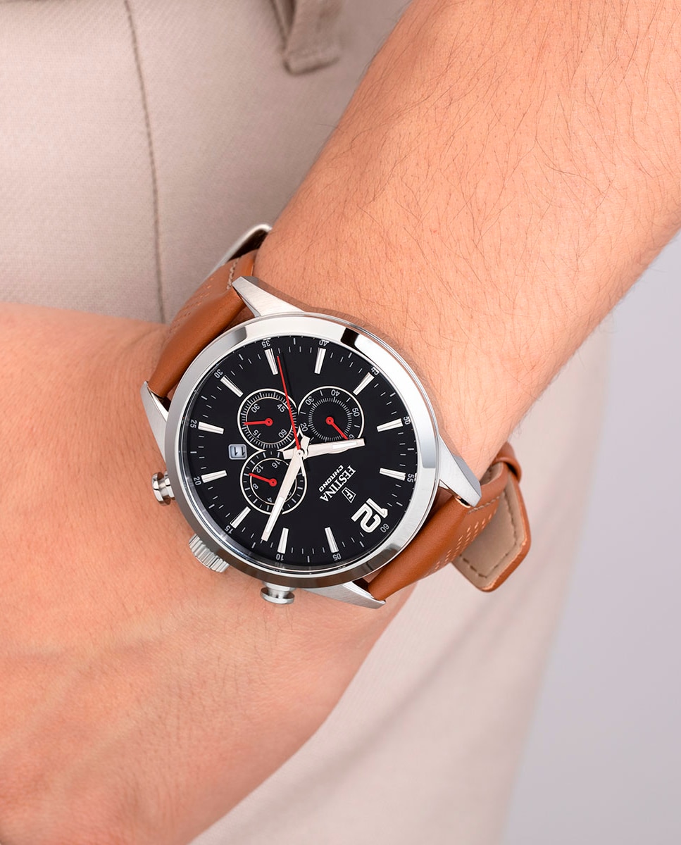 Reloj de hombre f20542/6 timeless chronograph de piel - Festina - Marrón Marrón-3