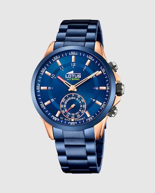 LOTUS Connected Orologio Uomo, Modello 18800/9, Cassa 44.5mm, Quadrante Blu E Nero, Cinturino In Acciaio, Smartwatch Ibrido