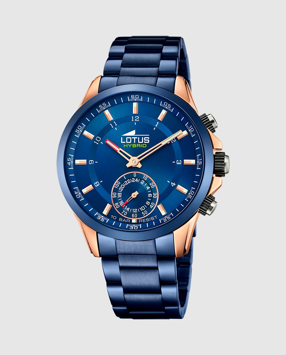 LOTUS Connected Orologio Uomo, Modello 18800/9, Cassa 44.5mm, Quadrante Blu E Nero, Cinturino In Acciaio, Smartwatch Ibrido