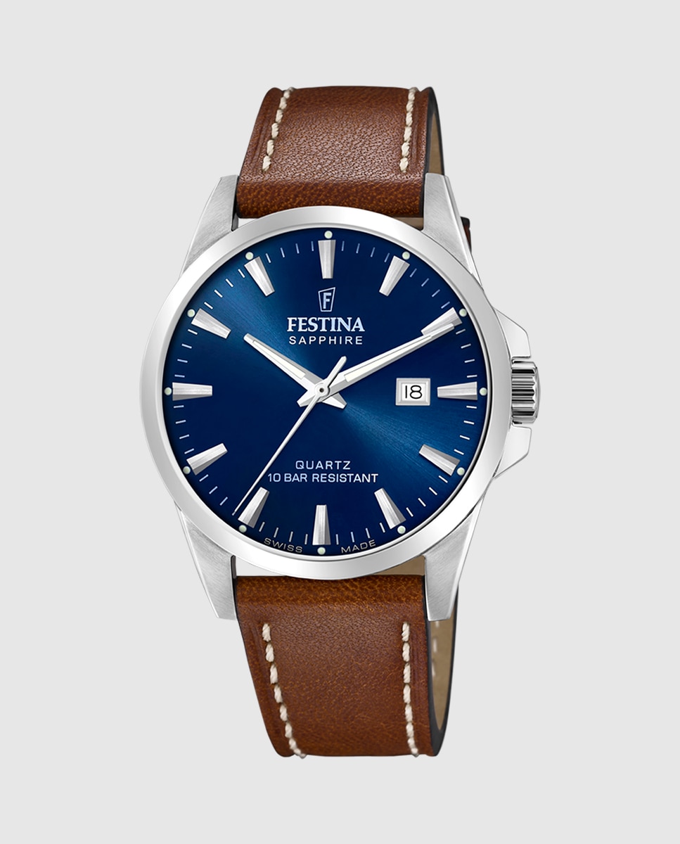 Imagen 0 de Reloj de hombre f20025/3 swiss made de piel marrón Marrón