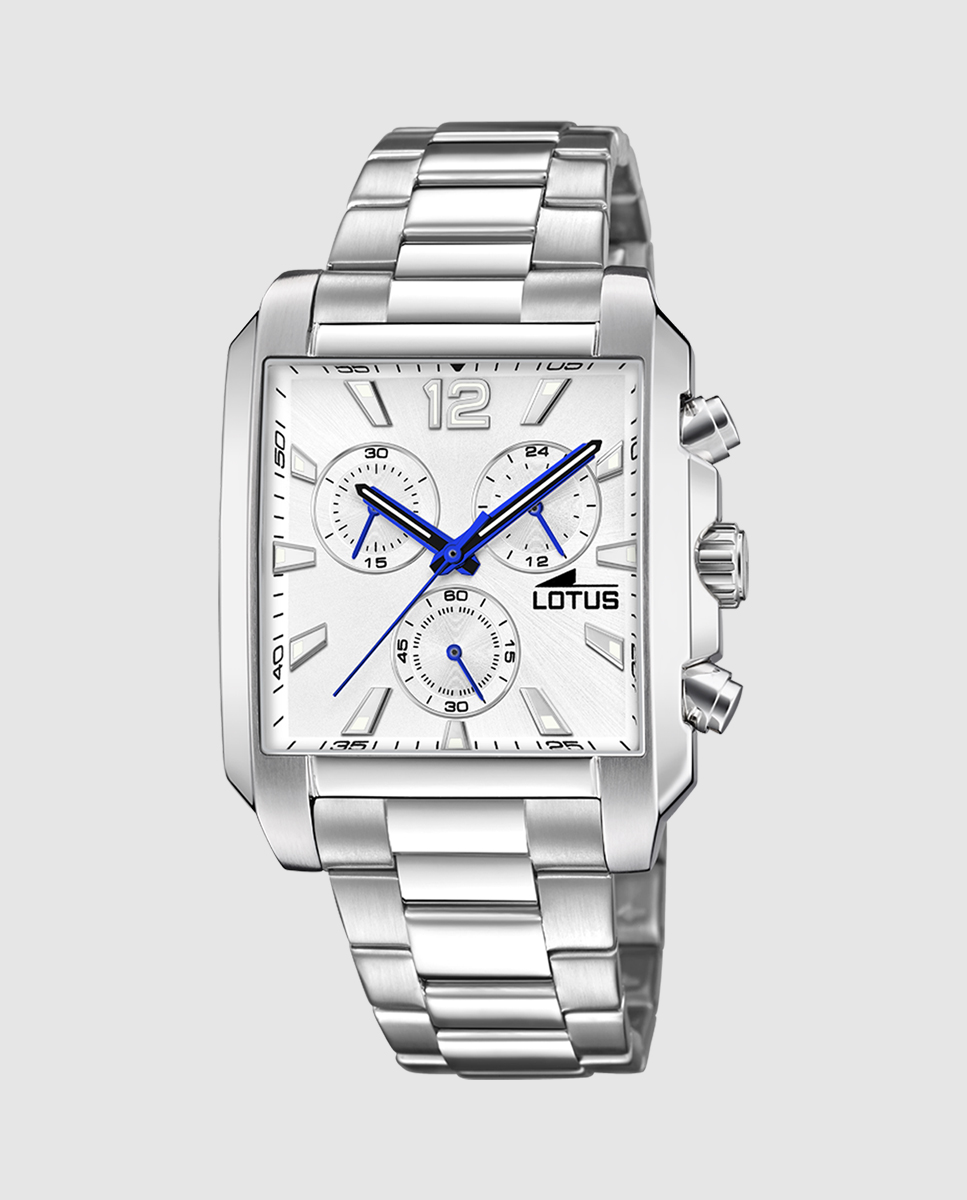 Orologio Lotus Uomo 18850/4 Square Series – Cassa E Cinturino In Acciaio Inox 316L, Quadrante Nero, Cronografo, Elegante E Sportivo