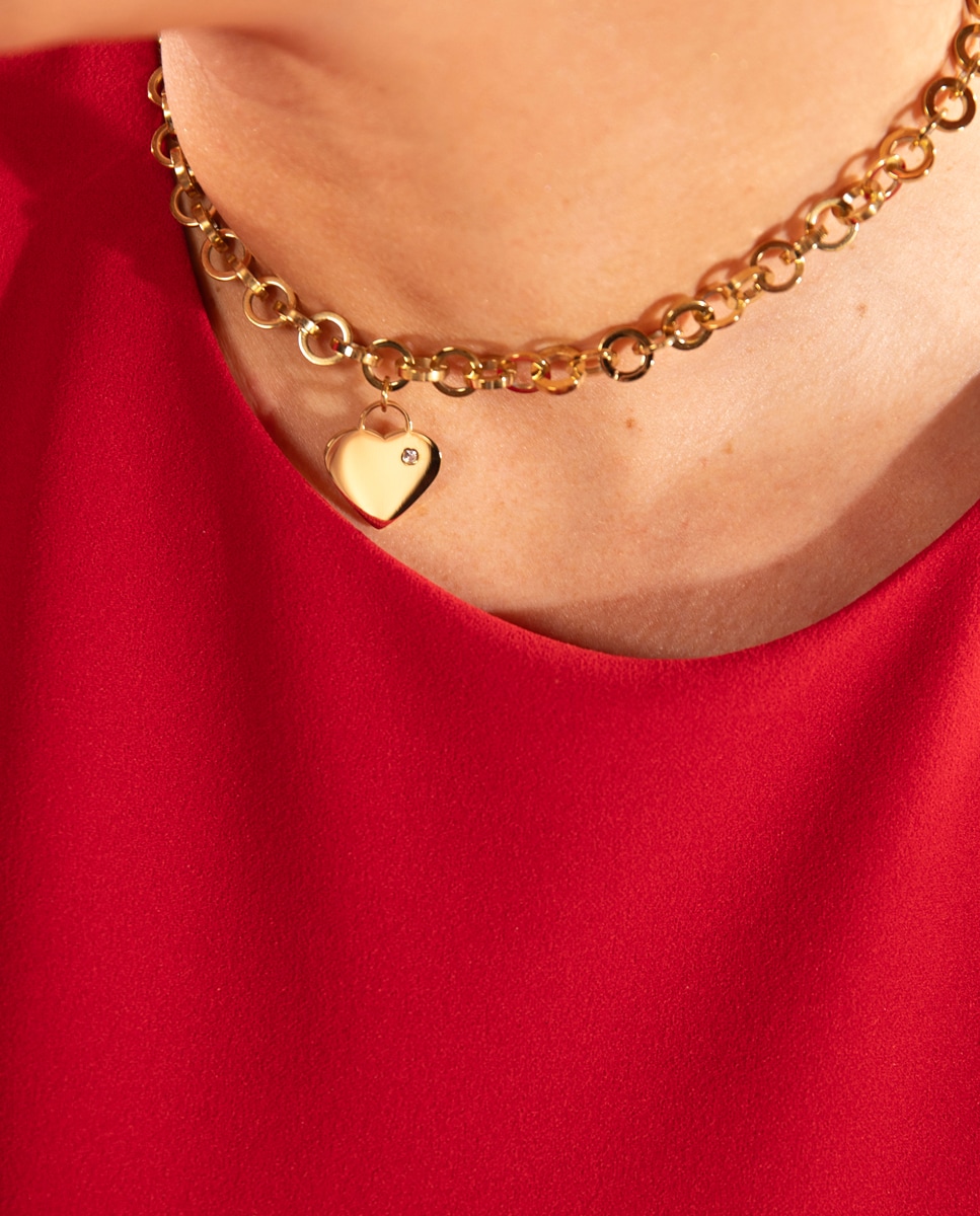 Collar Lotus Style LS2271-1/2 Woman's Heart de acero inoxidable acabado brillo Oro-2