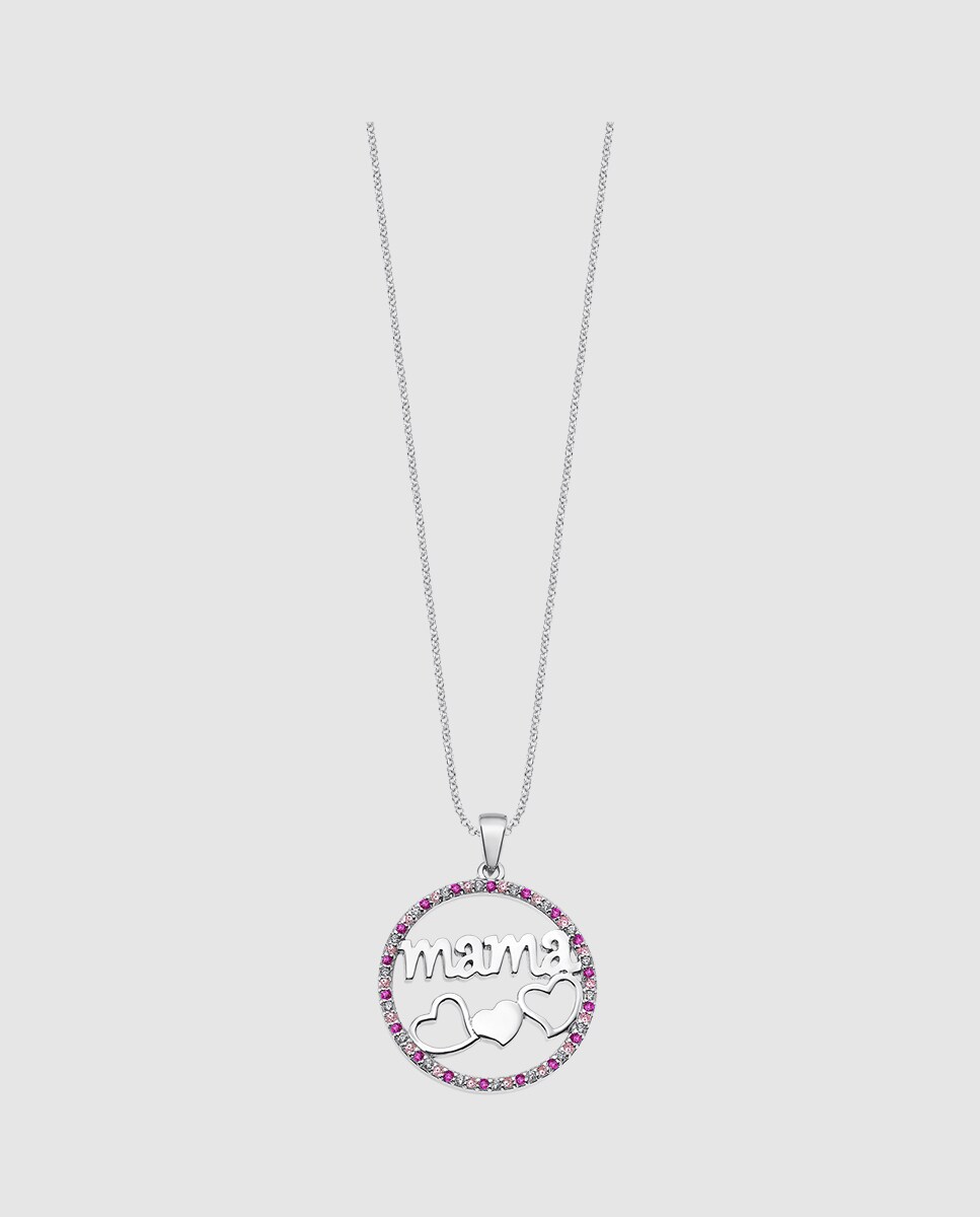 Collar Lotus Silver LP1809-1/2 Mother's Love de plata acabado brillo con circonita Rosa-1