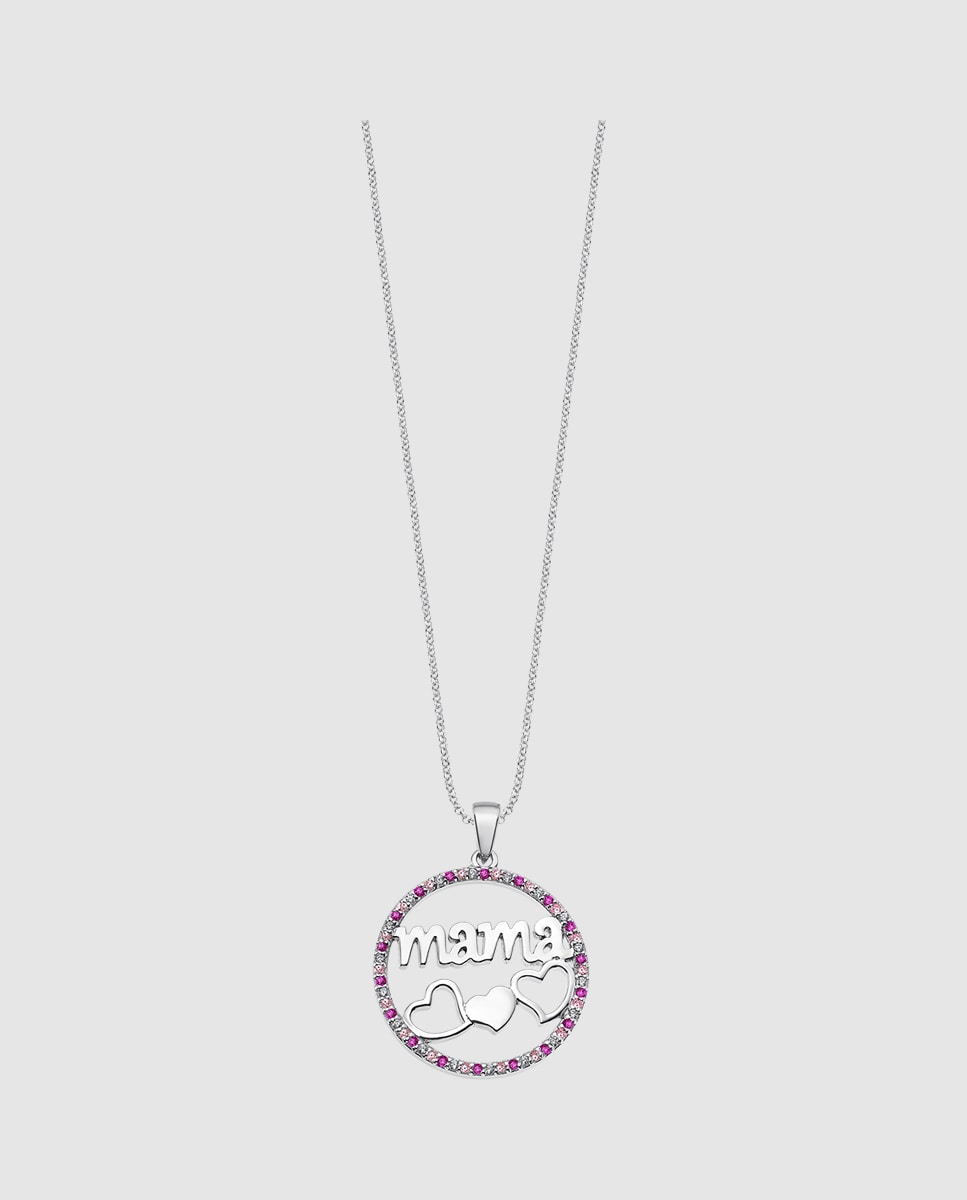 Collar Lotus Silver LP1809-1/2 Mother's Love de plata acabado brillo con circonita Rosa-1