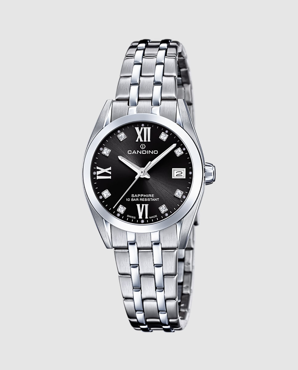 Reloj de mujer C4703/C Couple de acero plateado Plata-1