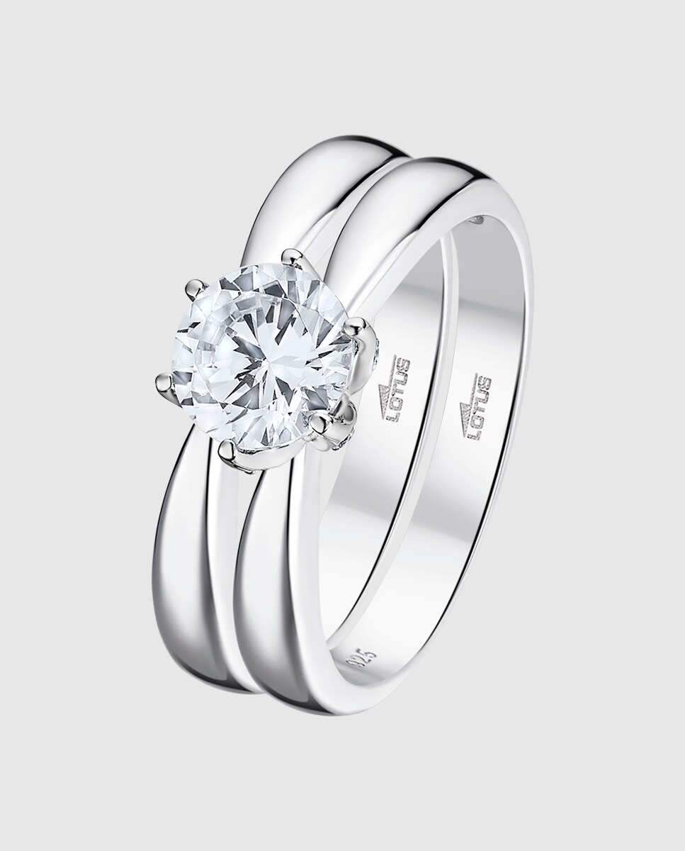 Anillo Lotus Silver LP3509-3 Pure Essential de plata acabado brillo con circonita Blanco-1