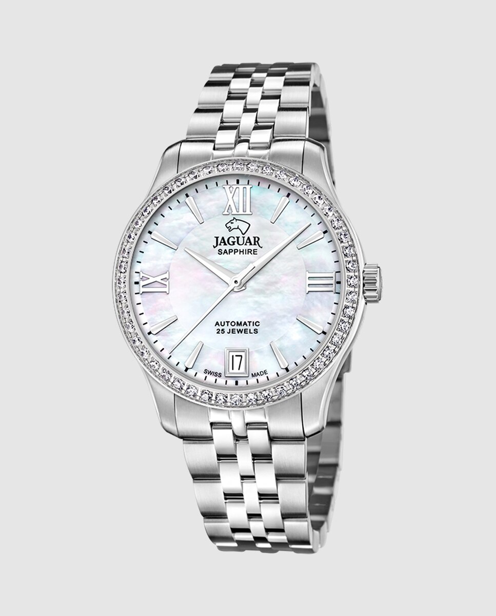 Reloj de mujer j997/1 swiss made automático de acero con correa adicional de regalo - Jaguar - Plata Plata-1
