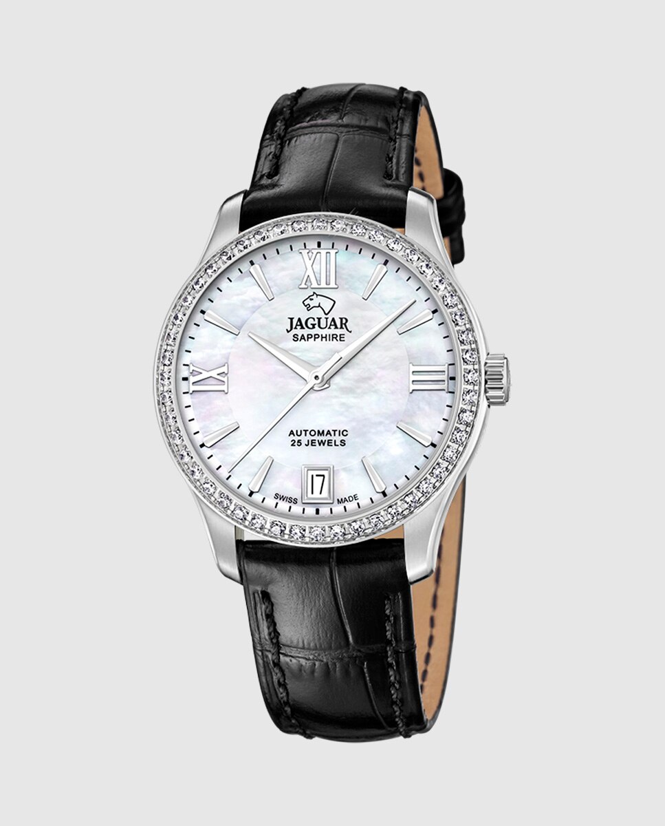 Reloj de mujer j997/1 swiss made automático de acero con correa adicional de regalo - Jaguar - Plata Plata-3