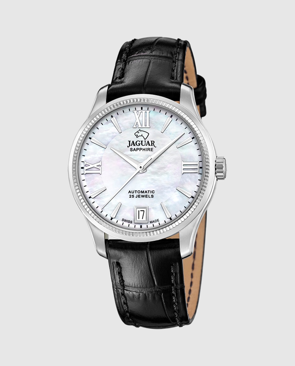 Reloj de mujer j1000/1 swiss made automático de acero con correa adicional de regalo - Jaguar - Plata Plata-3